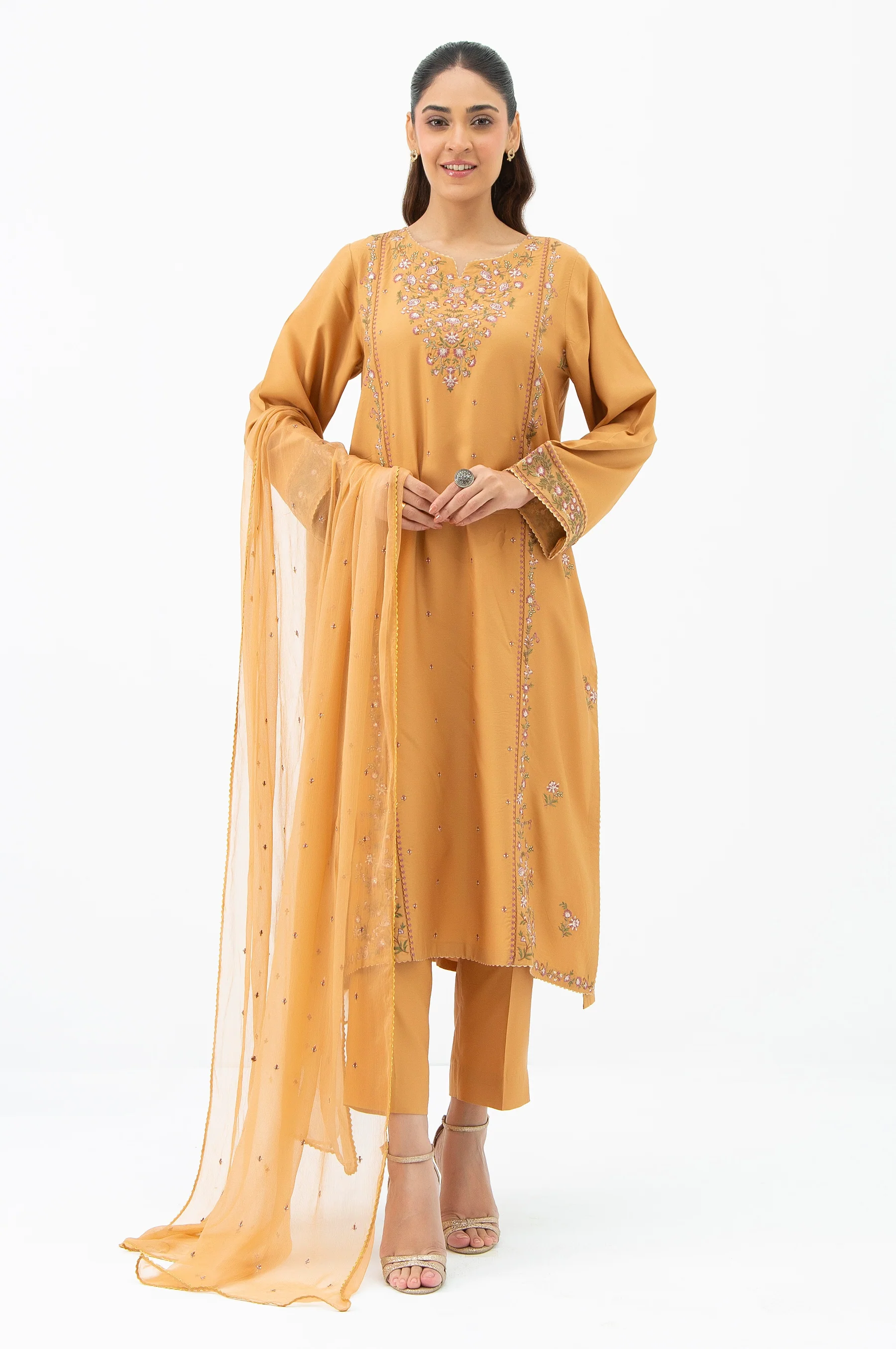 STITCHED EMBROIDERED RAW SILK SUIT - Image 3