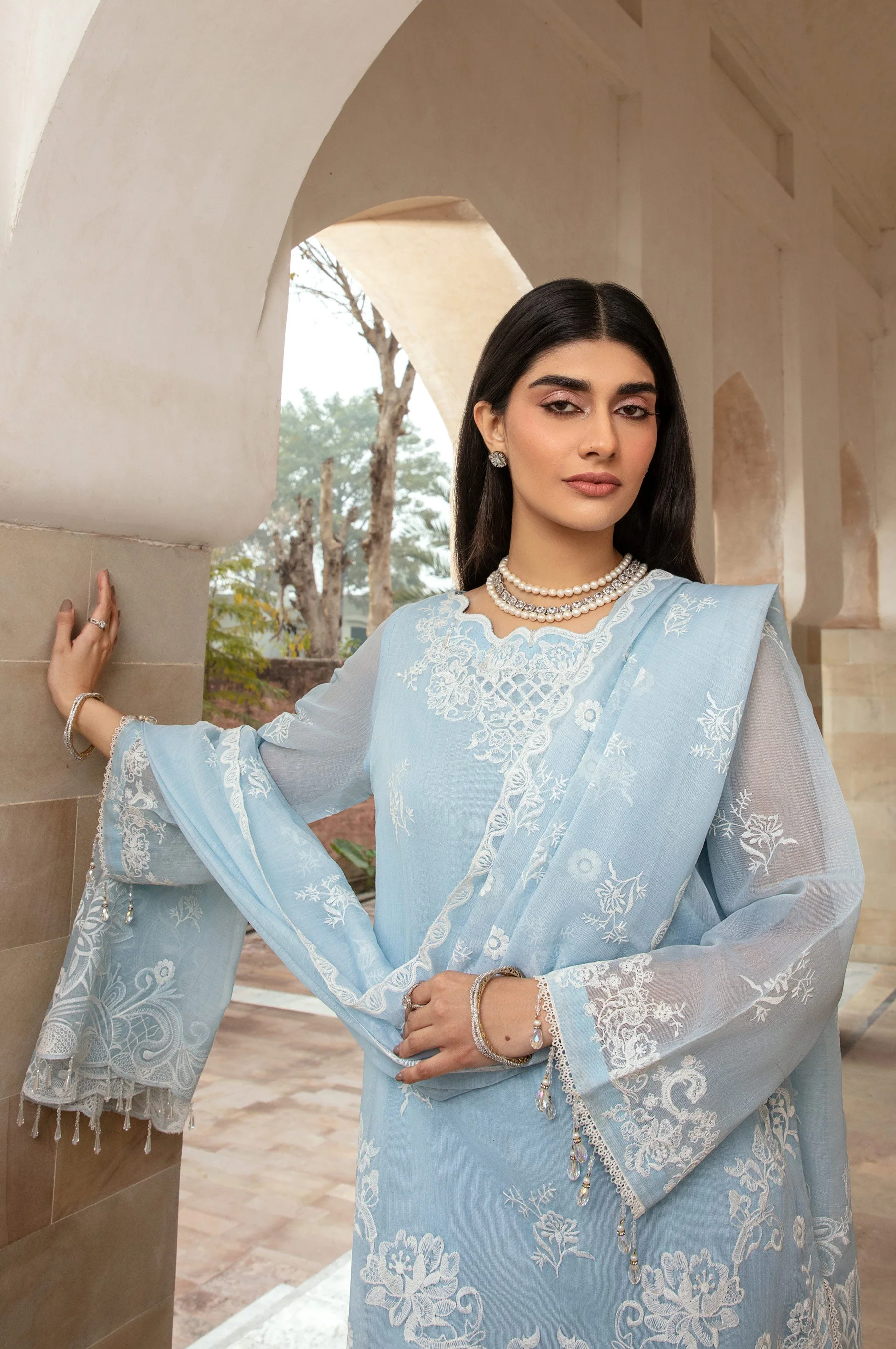 3 Piece Embroidered Manar Suit - Image 2