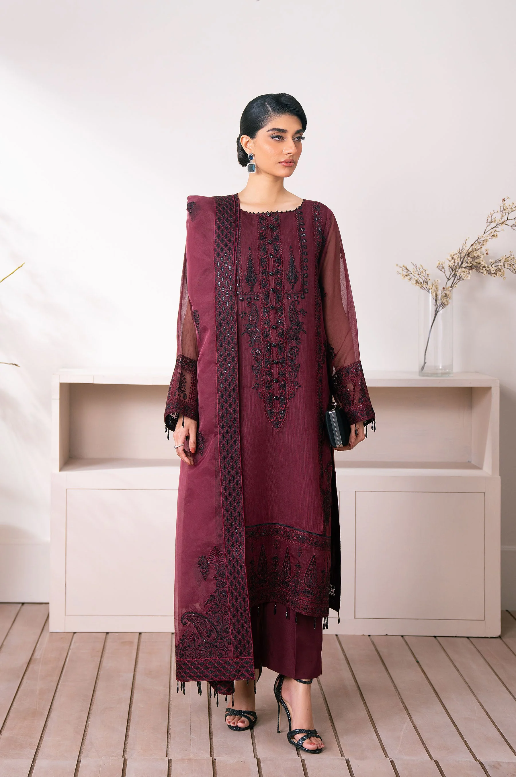 3 Piece Embroidered Semi Formal Suit - Image 3