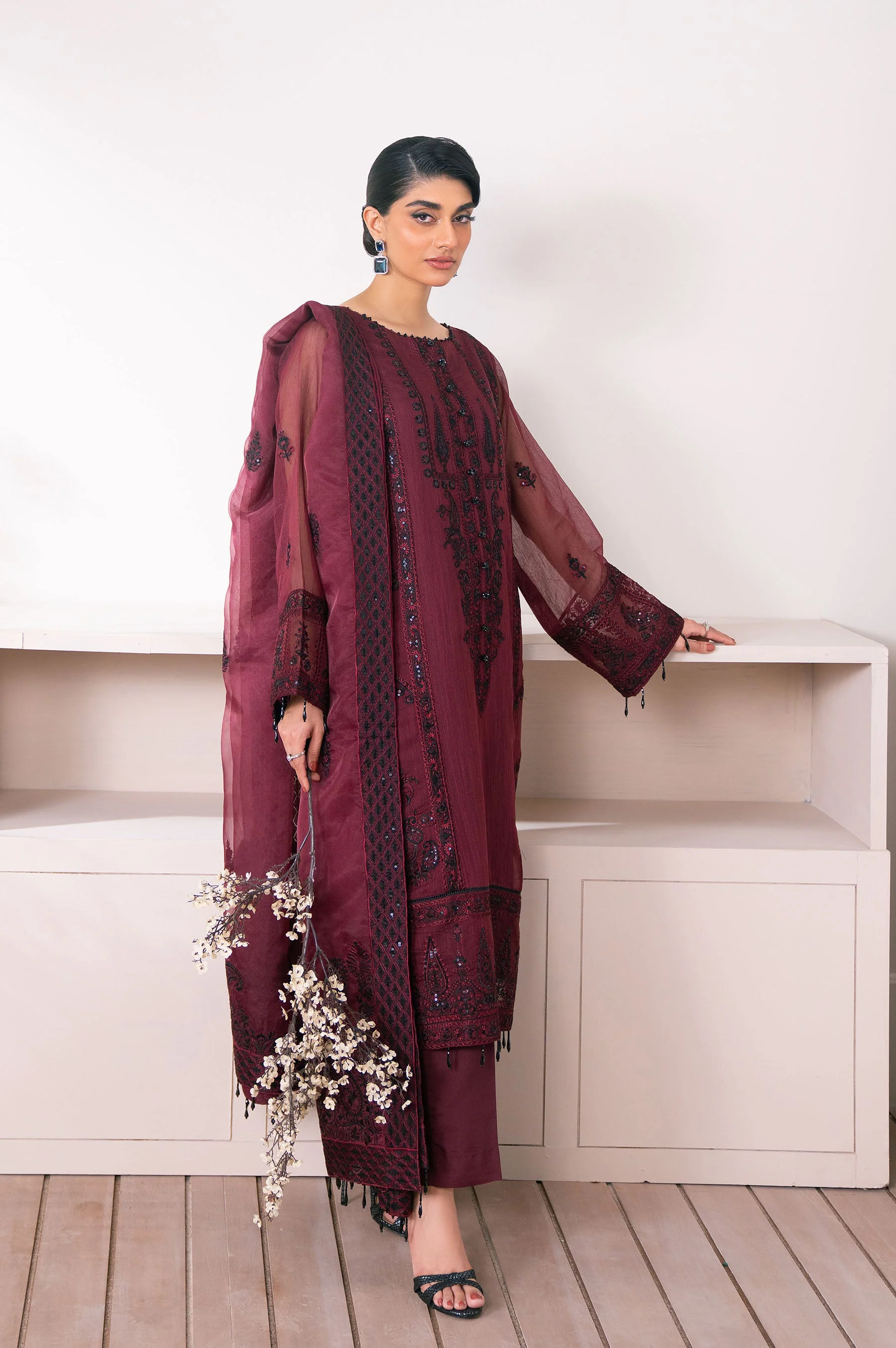 3 Piece Embroidered Semi Formal Suit - Image 4