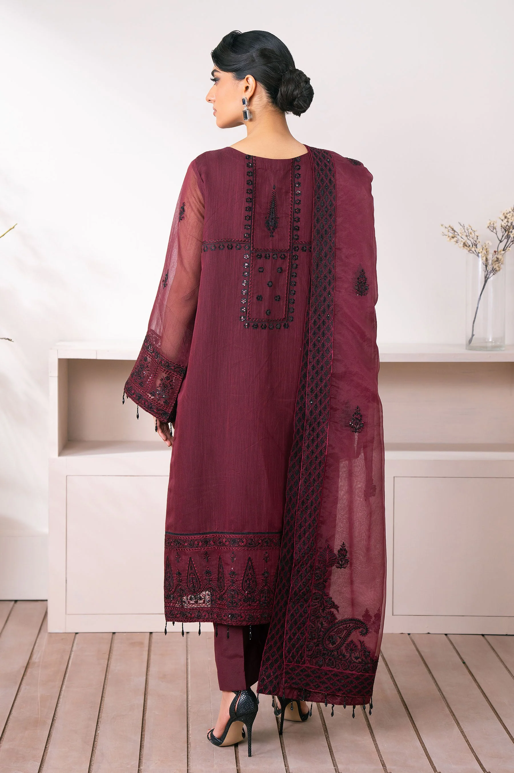 3 Piece Embroidered Semi Formal Suit - Image 9