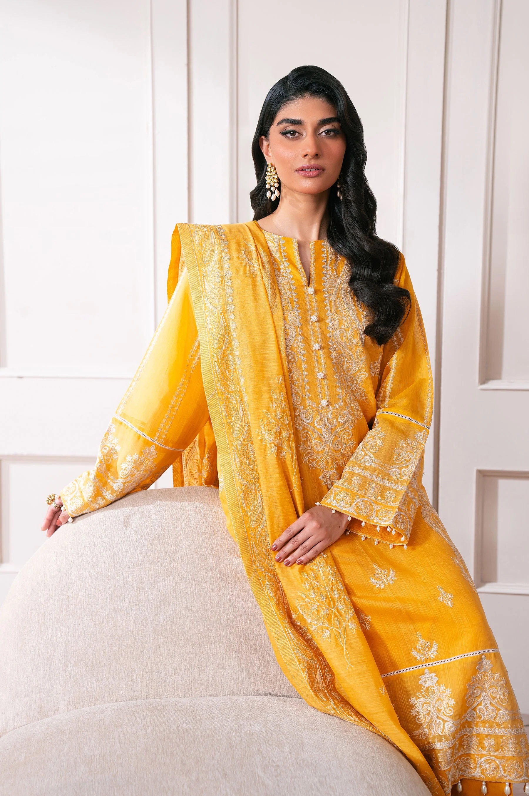 3 Piece Embroidered Manar Semi Formal Suit - Image 2