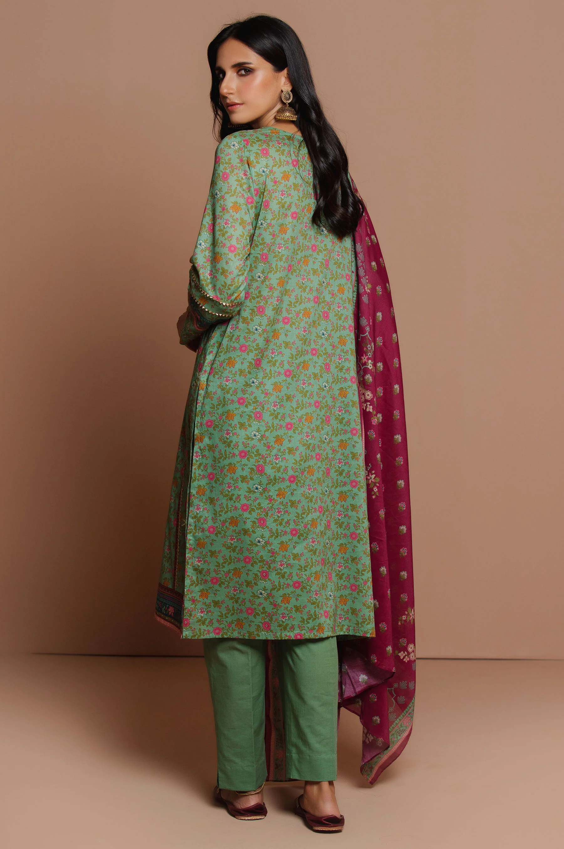 Stitched 3 Piece Embroidered Slub Lawn Suit - Image 4