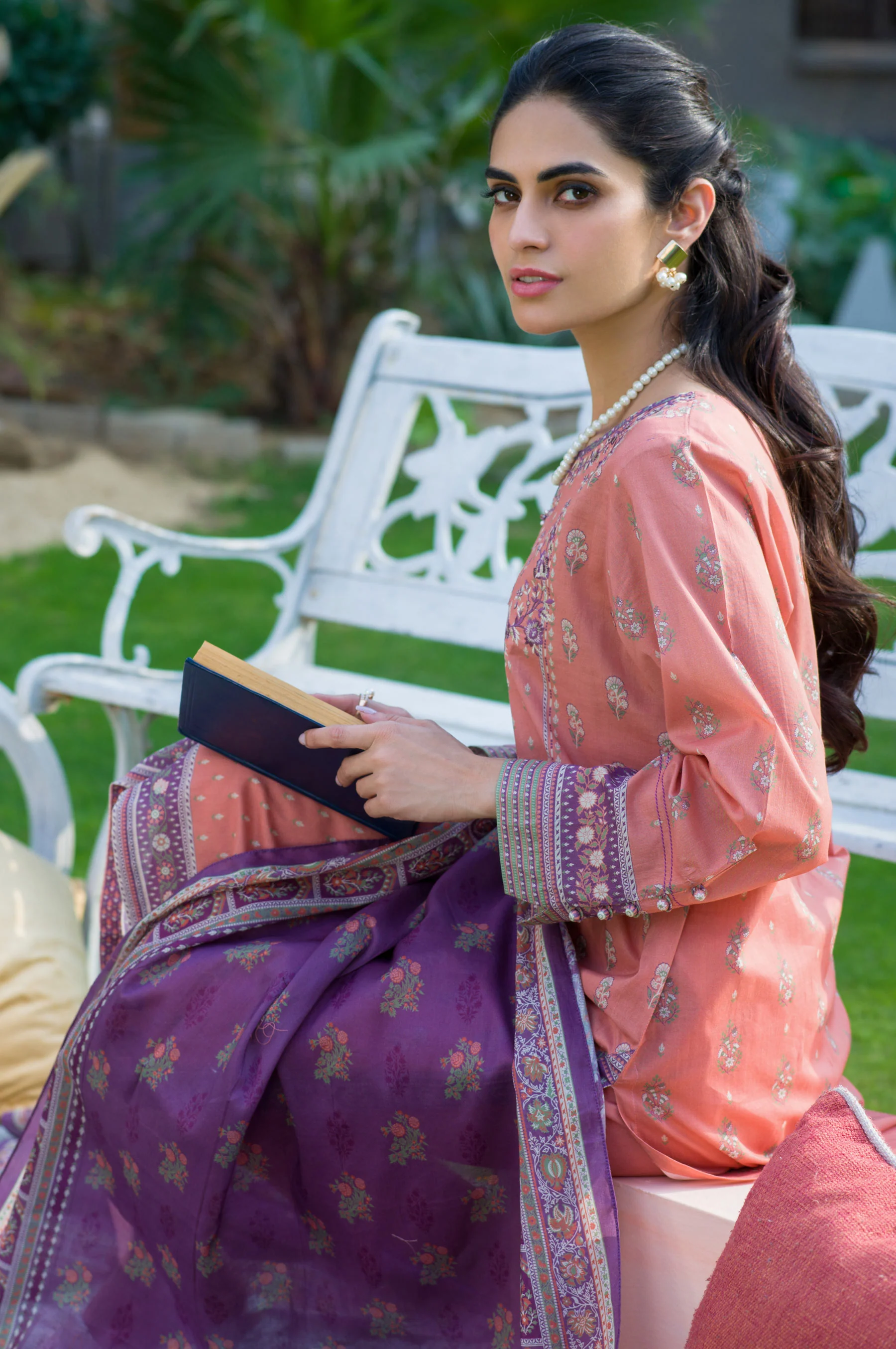 Stitched 3 Piece Embroidered Slub Lawn Suit - Image 5