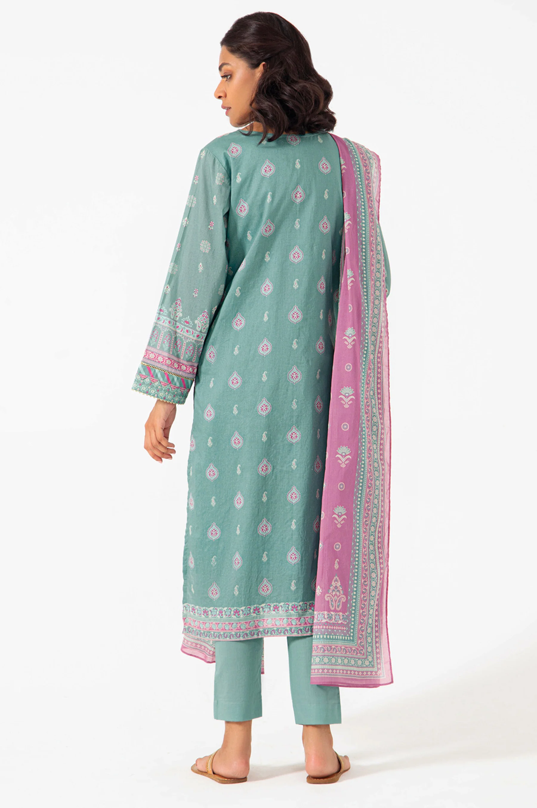 Stitched 3 Piece Embroidered Slub Lawn Suit - Image 2