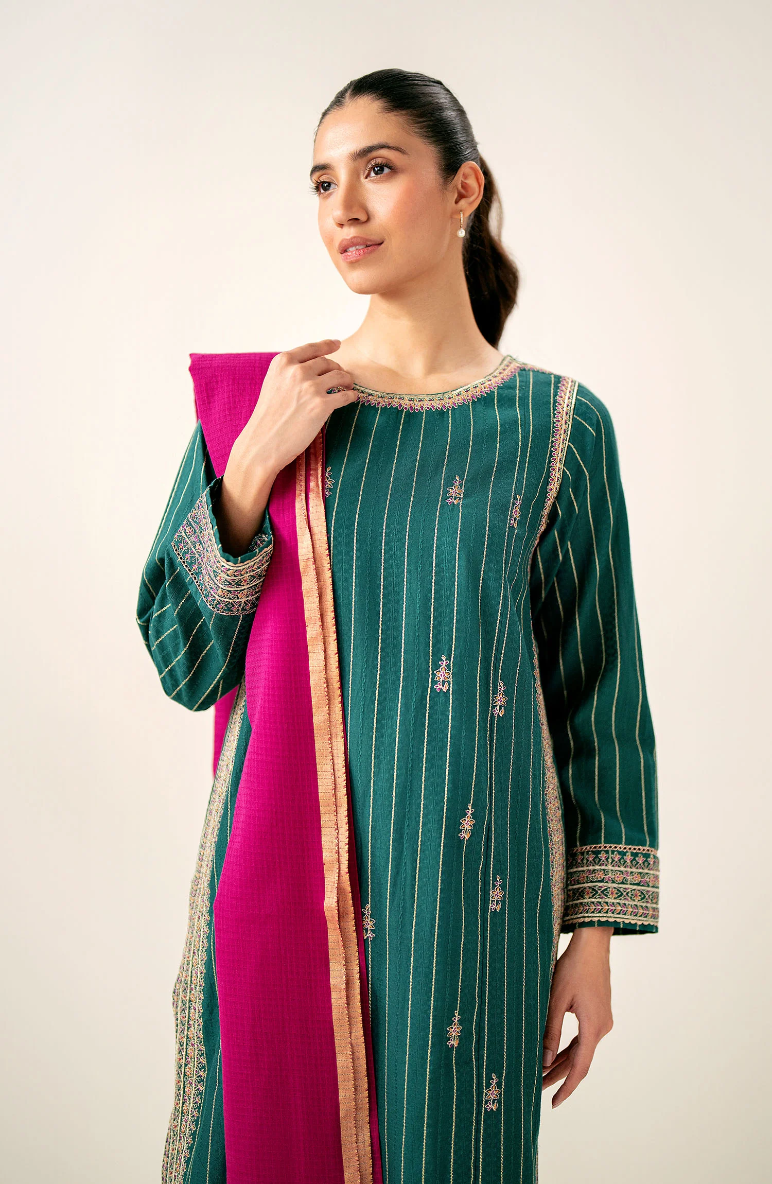 Stitched 3 Piece Embroidered Mysuri Suit - Image 3