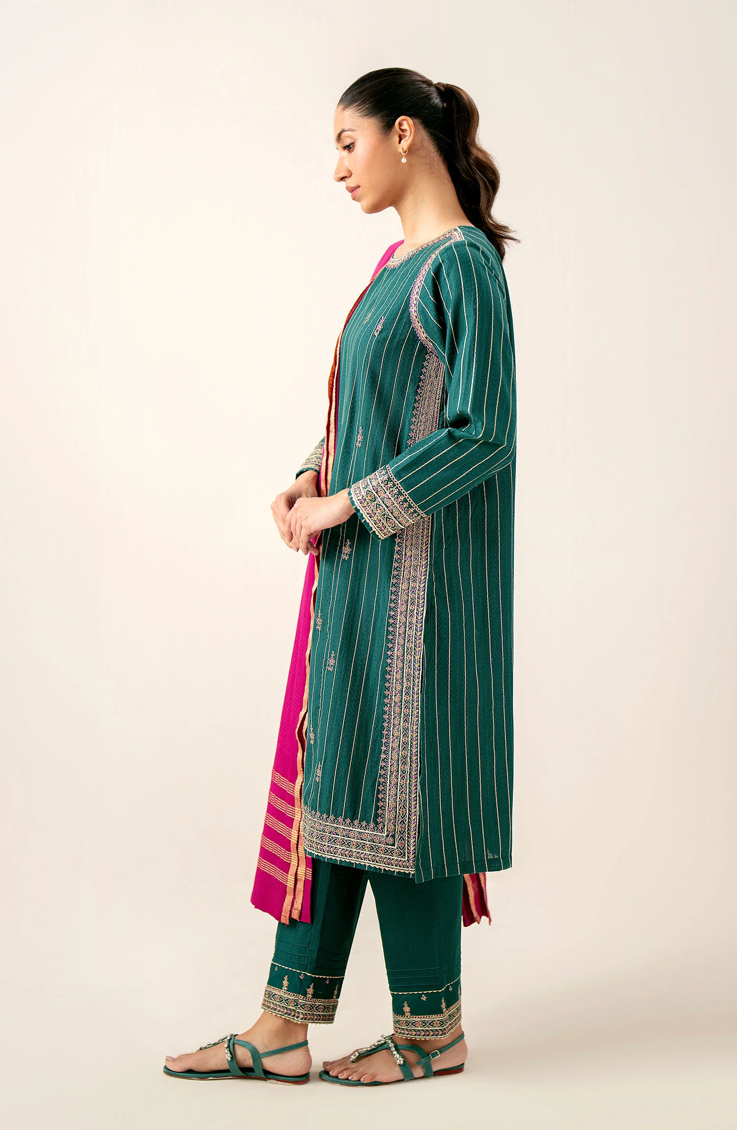 Stitched 3 Piece Embroidered Mysuri Suit - Image 4