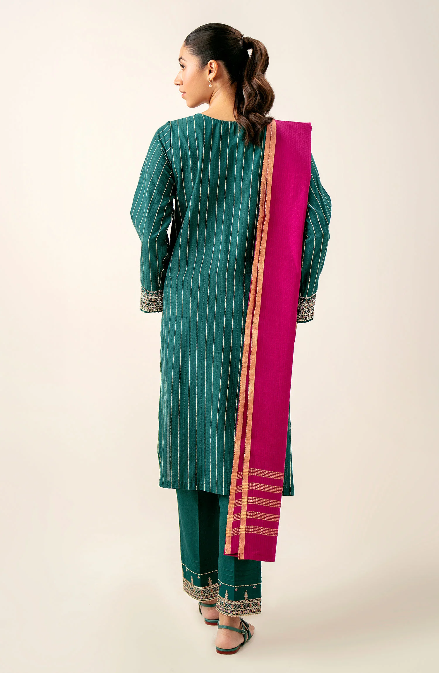 Stitched 3 Piece Embroidered Mysuri Suit - Image 5
