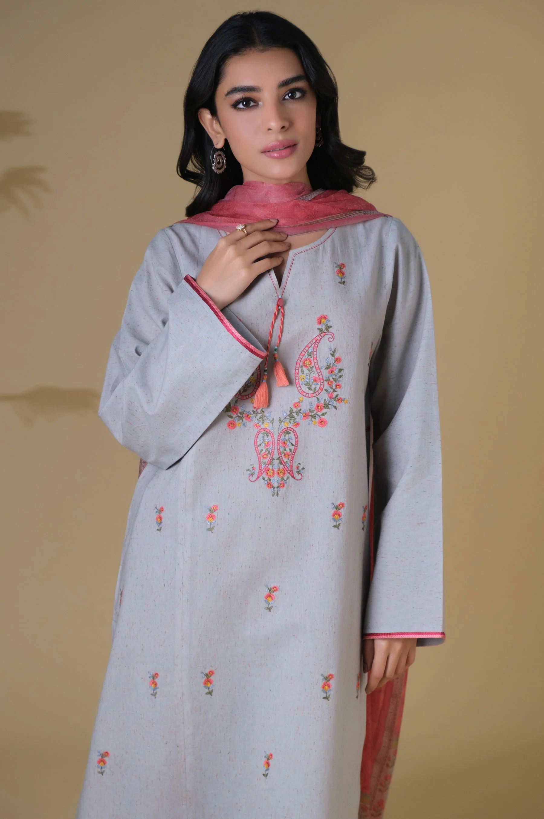Stitched 3 Piece Embroidered Suit - Image 4