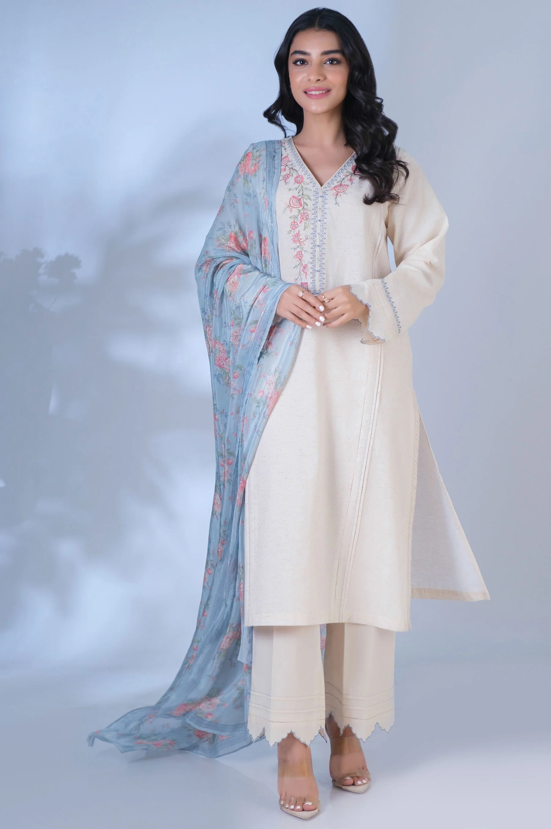 Stitched 3 Piece Embroidered Suit