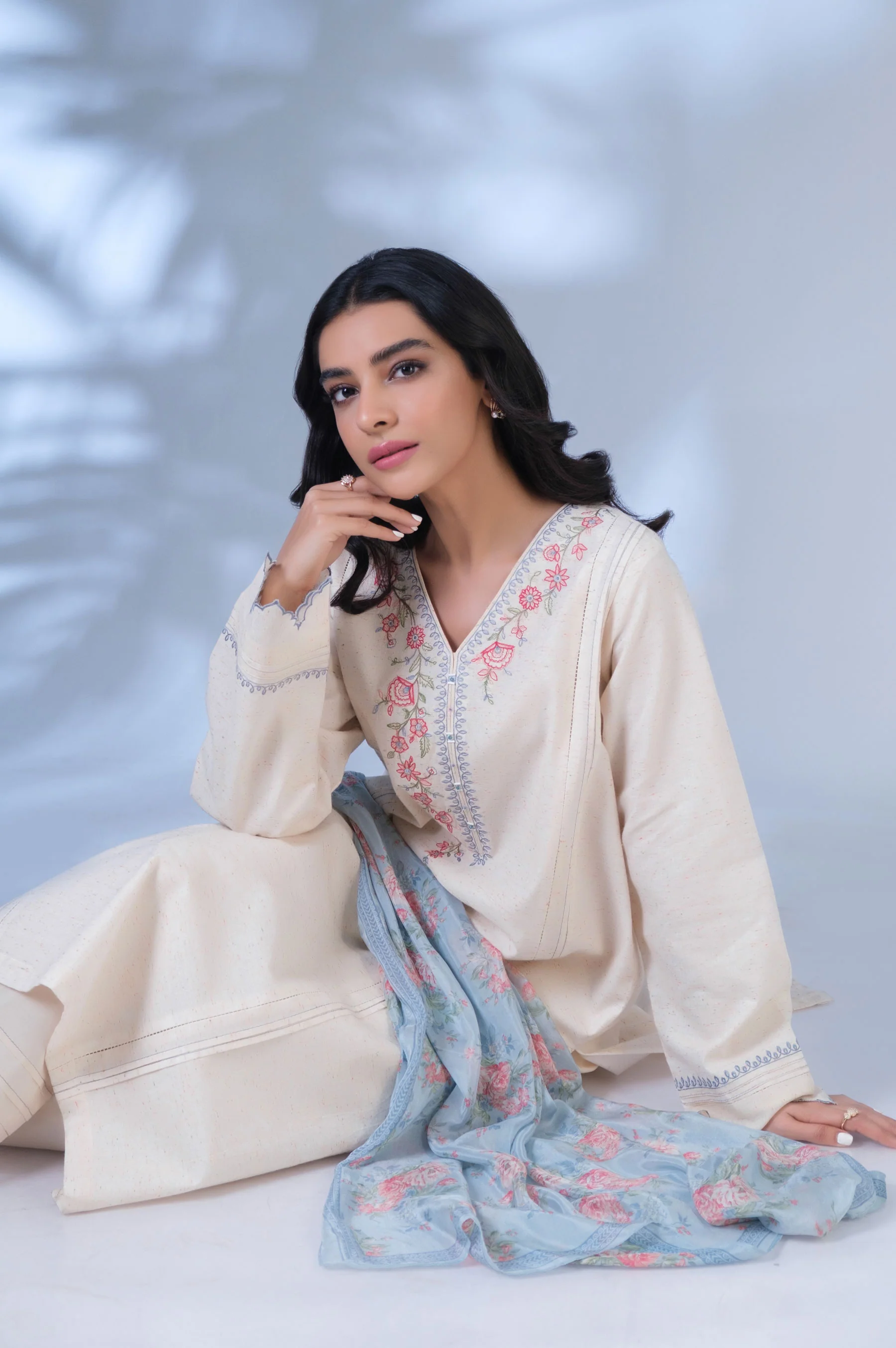 Stitched 3 Piece Embroidered Suit - Image 3