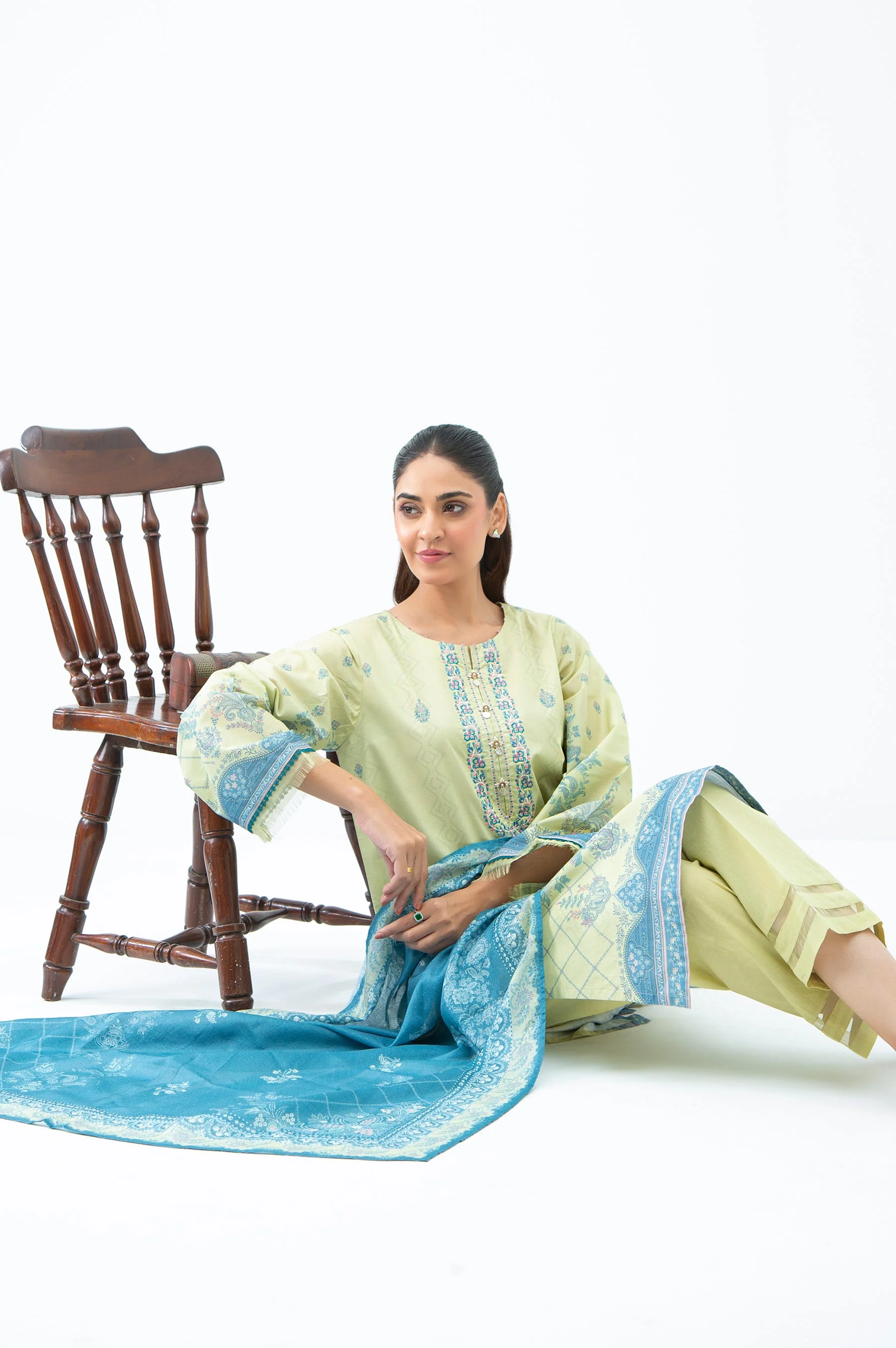 STITCHED EMBROIDERED CAMBRIC SUIT (FACTORY E-OUTLET) - Image 6