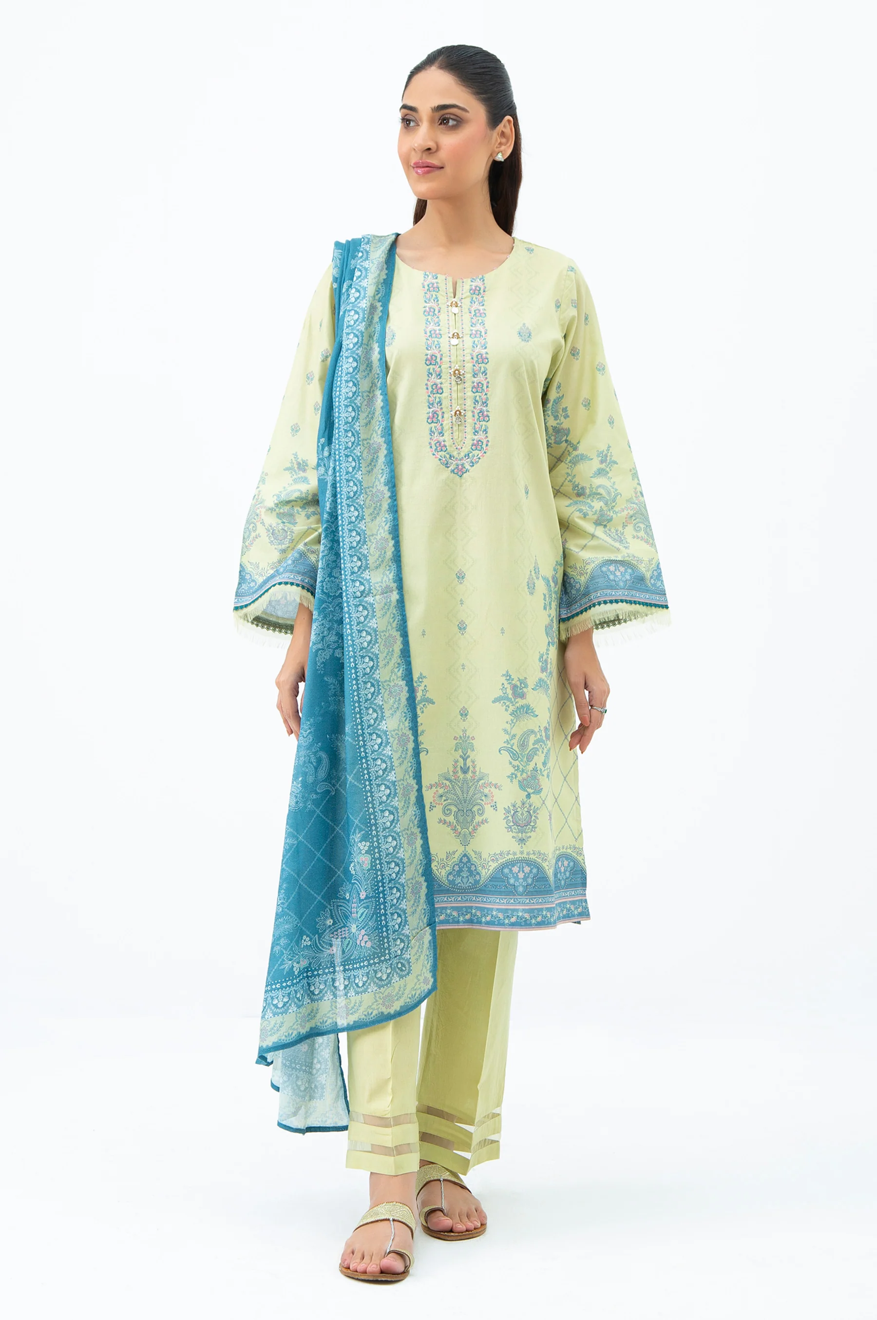 STITCHED EMBROIDERED CAMBRIC SUIT