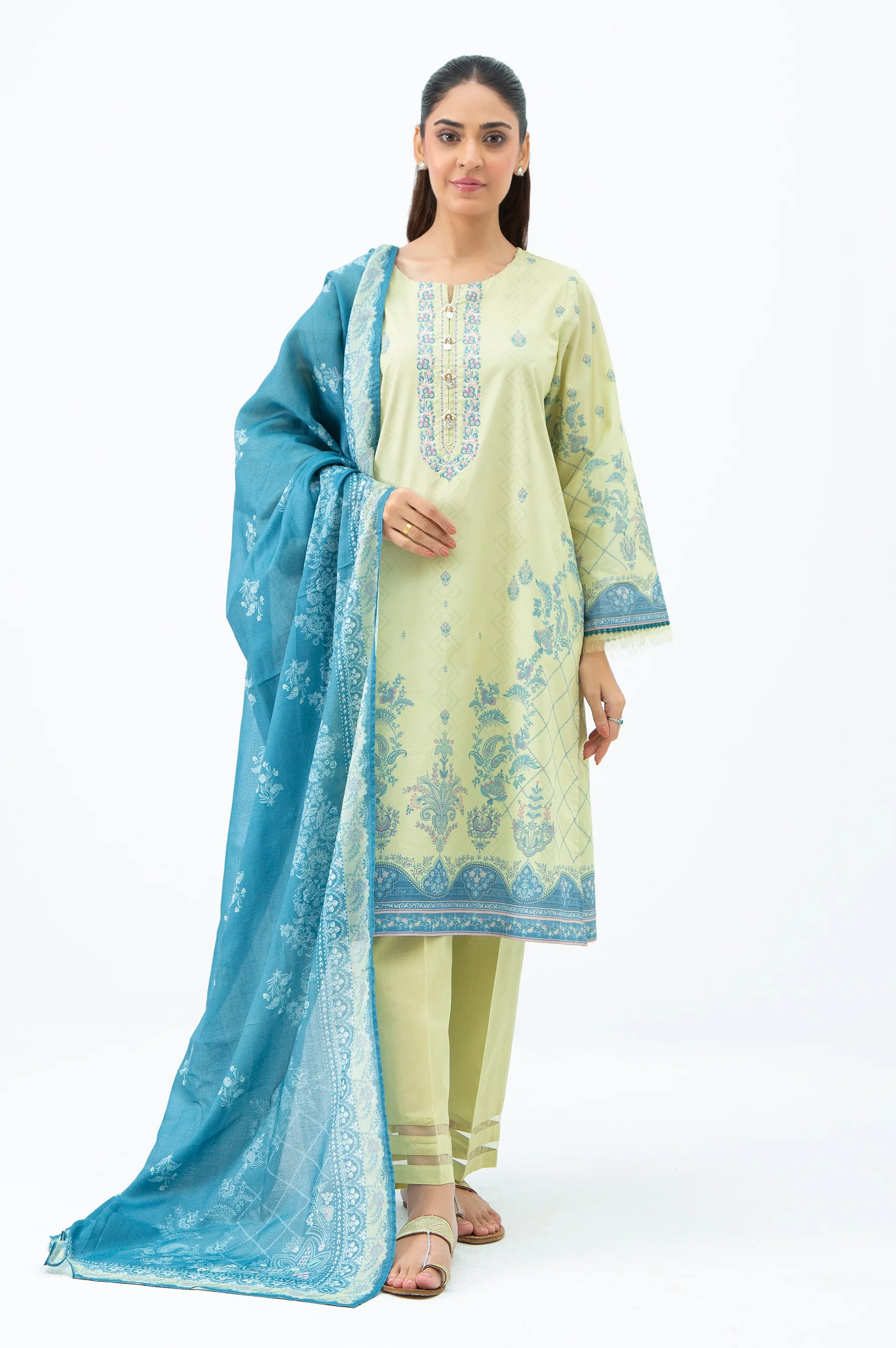 STITCHED EMBROIDERED CAMBRIC SUIT - Image 5
