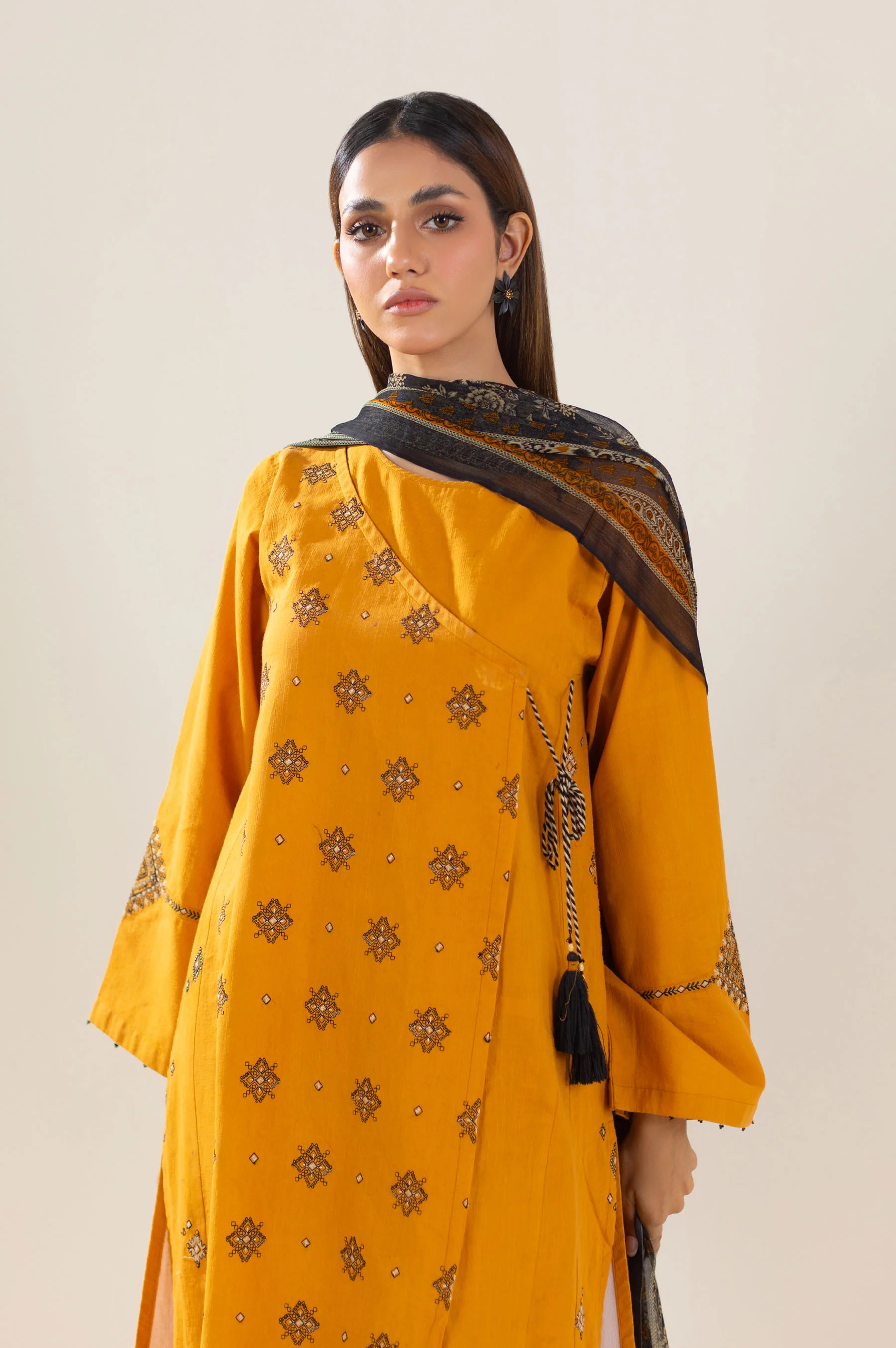 Stitched 3 Piece Embroidered Lawn Textured Slub Suit - Image 2