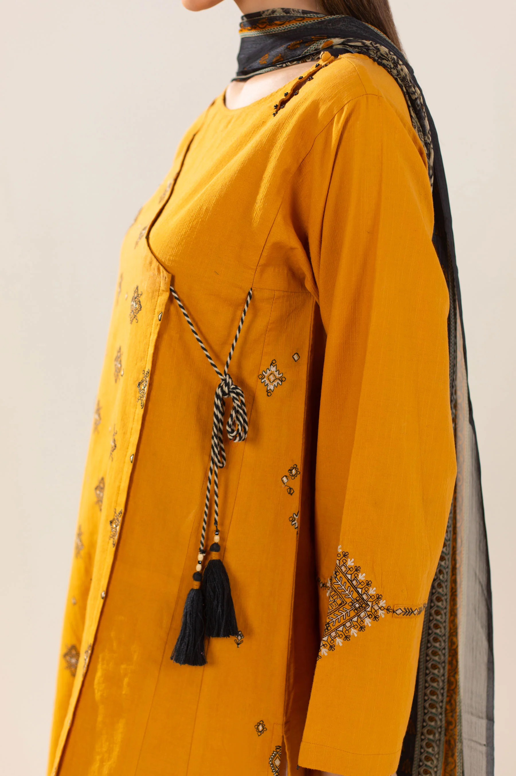 Stitched 3 Piece Embroidered Lawn Textured Slub Suit - Image 6