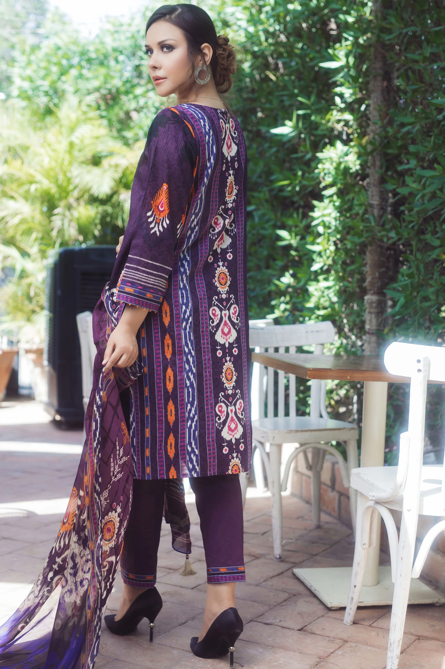 Stitched 3 Piece Self Jacquard & Digital Printed Suit - Image 2