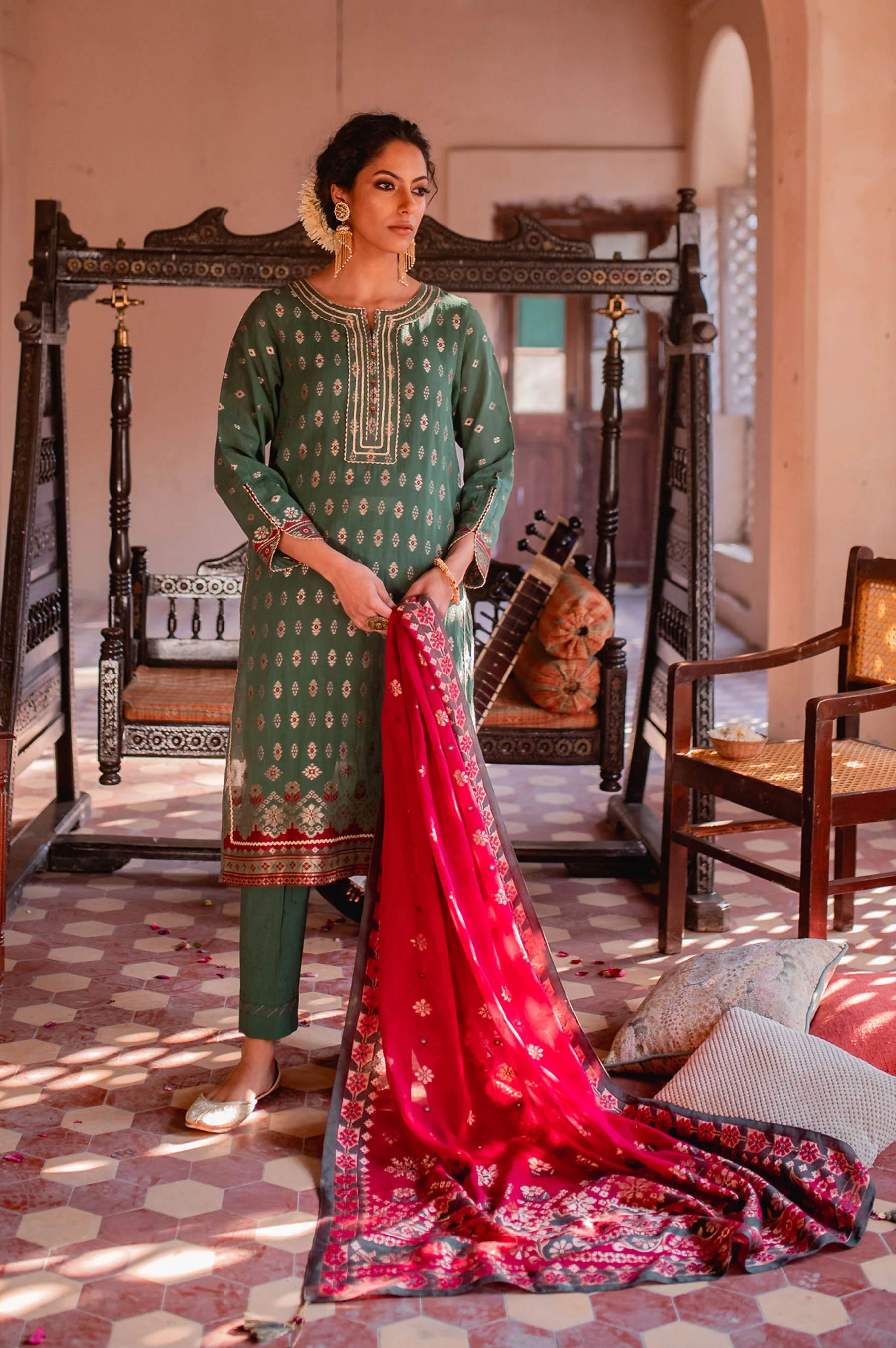 Stitched 3 Piece Jacquard Suit - Image 2