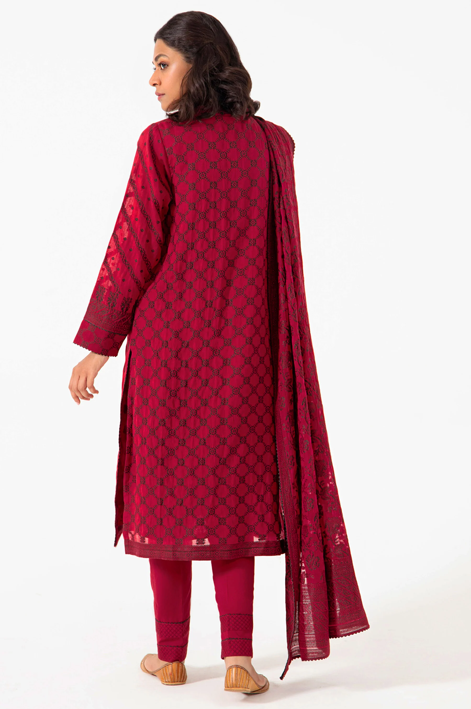 Stitched 3 Piece Dyed Jacquard Suit - Image 6