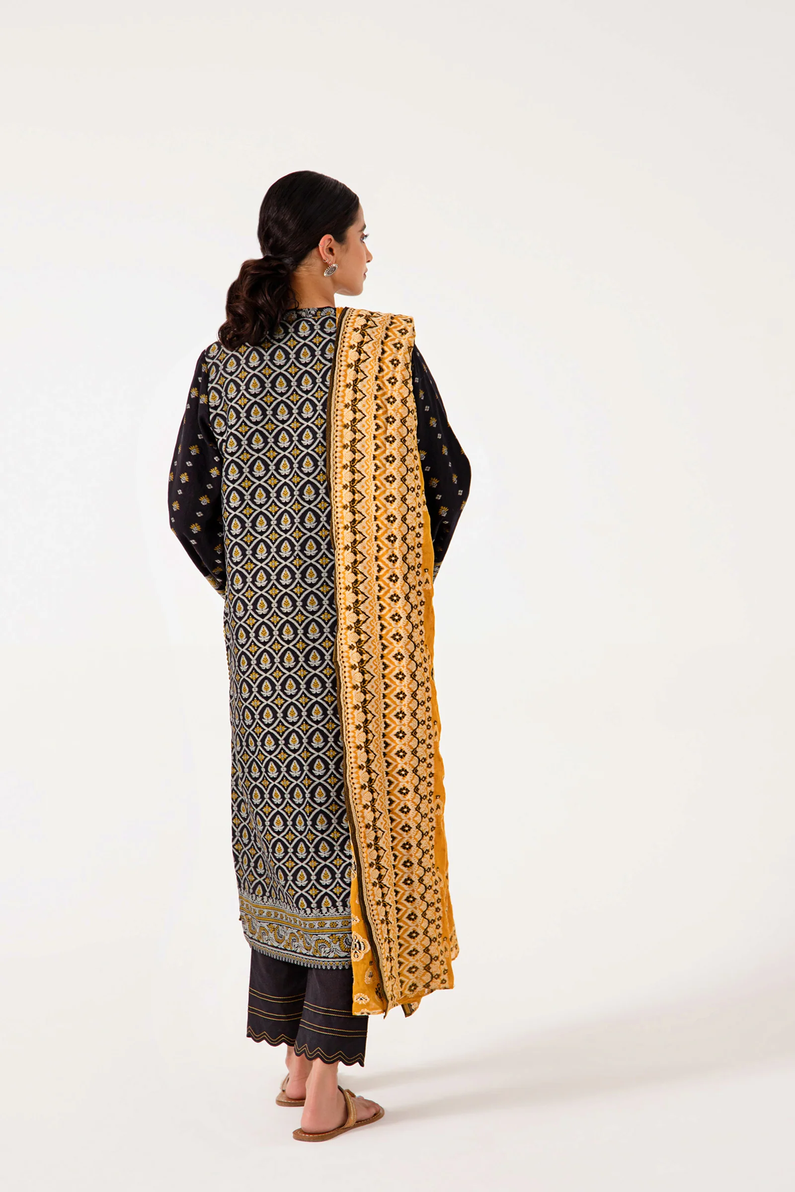 Stitched 3 Piece Dyed Jacquard Suit - Image 4