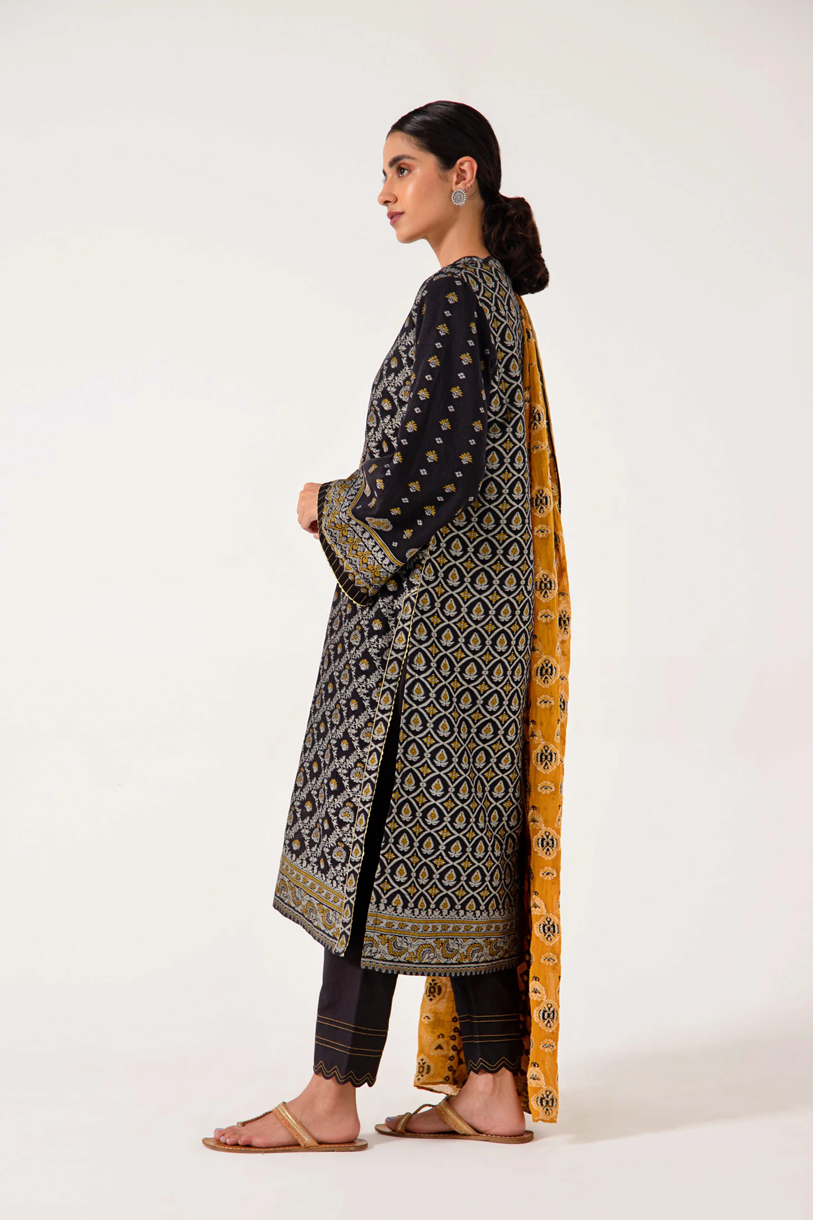 Stitched 3 Piece Dyed Jacquard Suit - Image 5