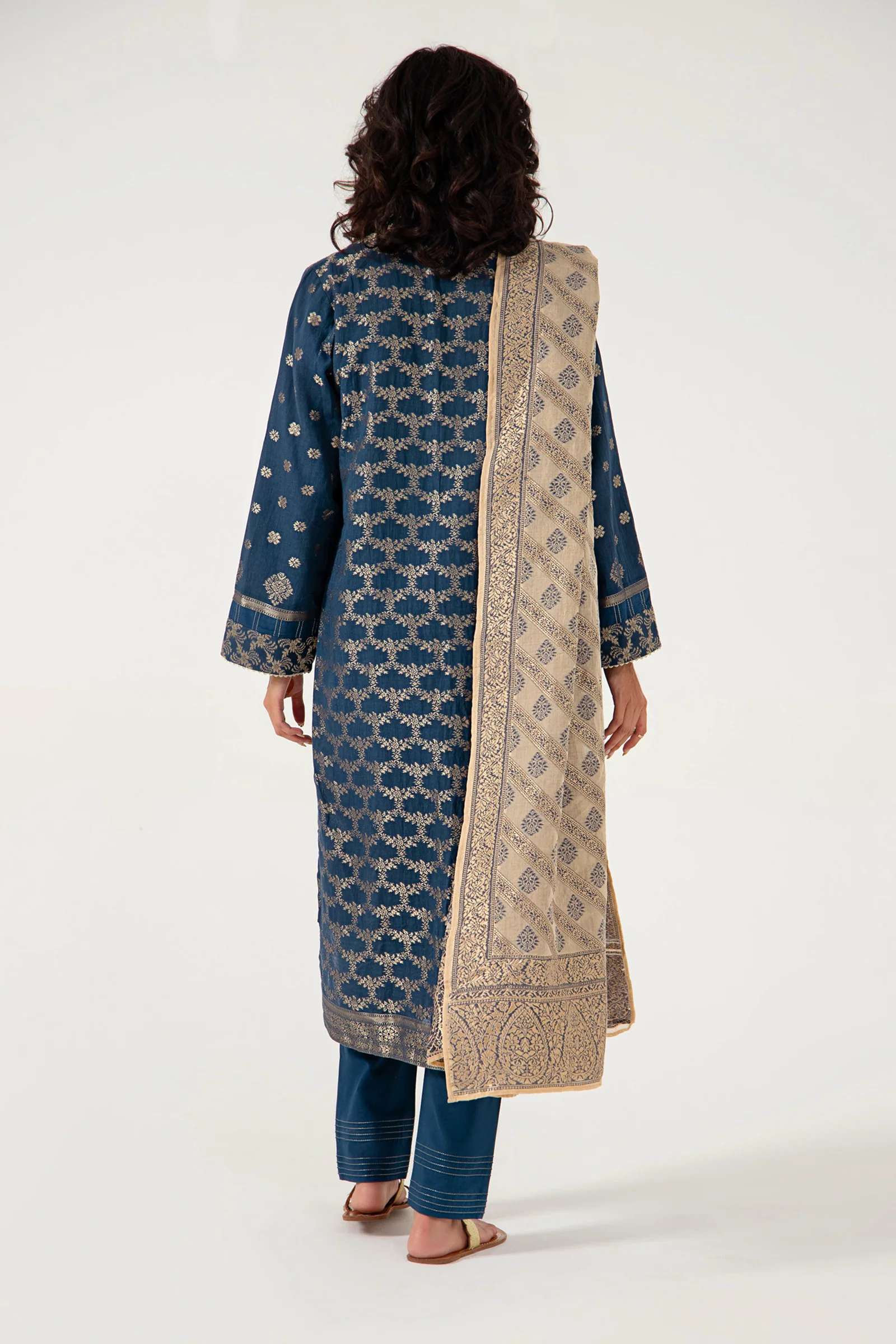 Stitched 3 Piece Dyed Jacquard Suit - Image 4