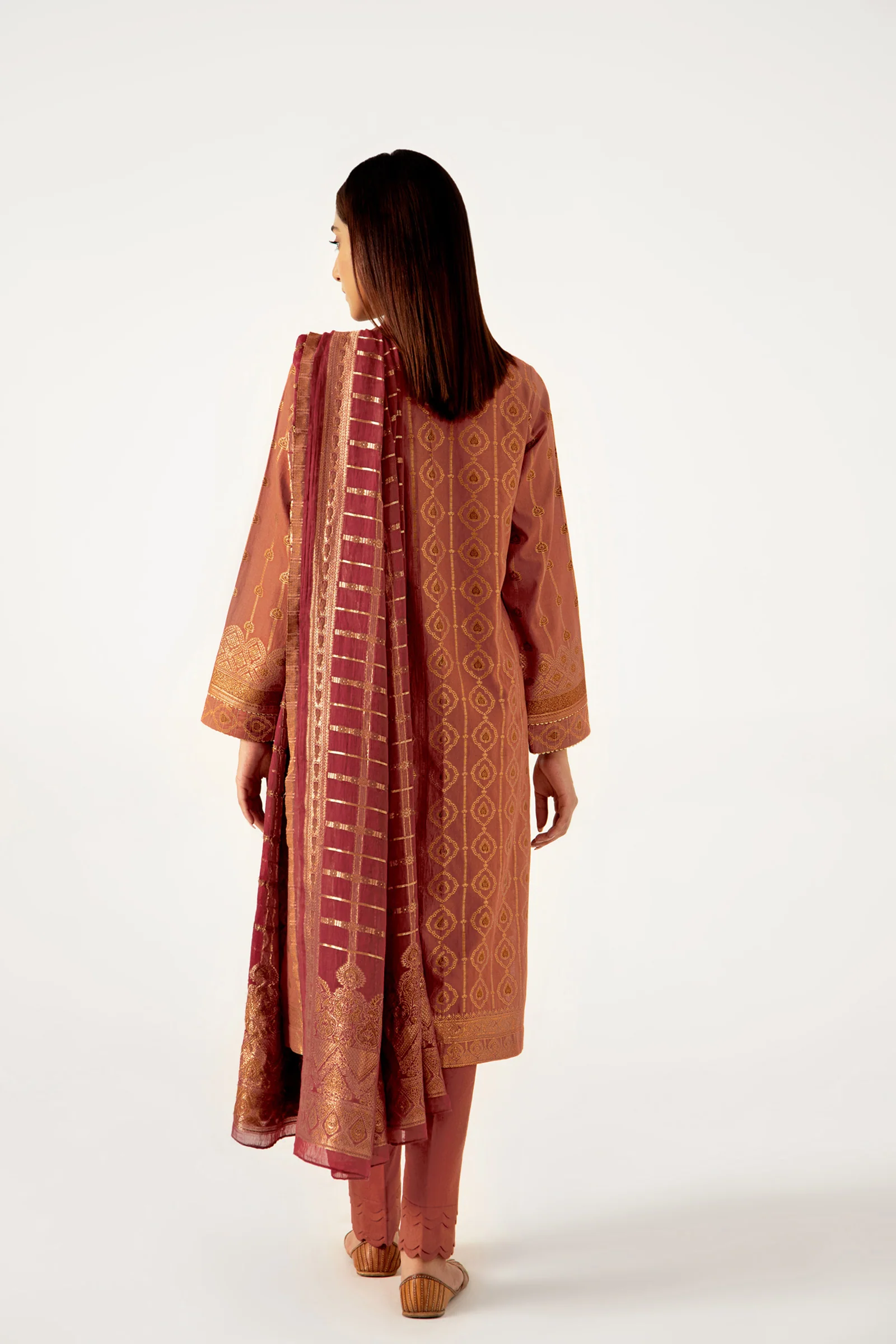 Stitched 3 Piece Dyed Jacquard Suit - Image 6