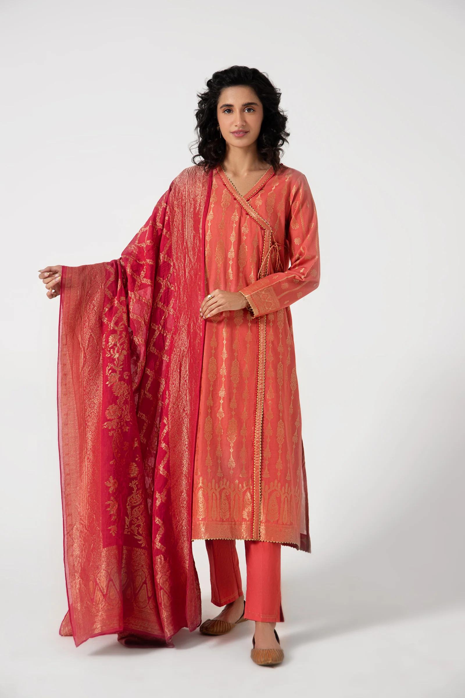 Stitched 3 Piece Dyed Jacquard Suit - Image 3