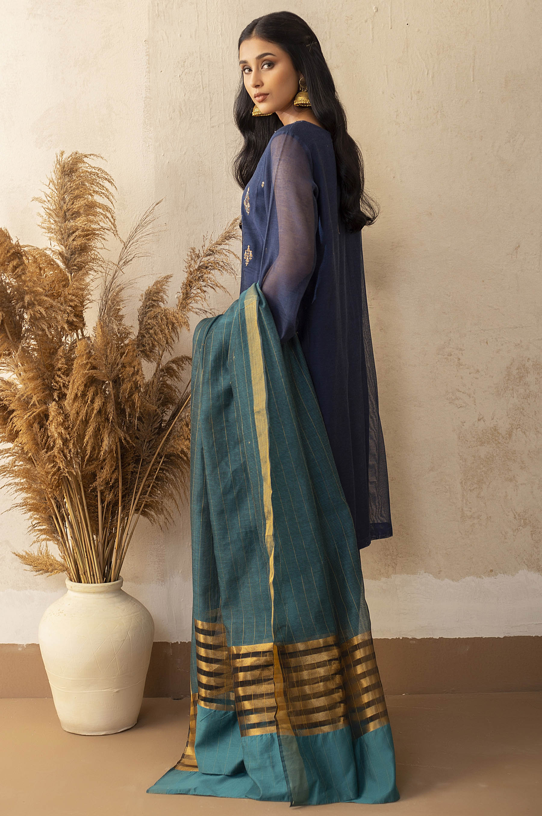 Stitched 3 Piece Khaddi Net Embroidered Suit - Image 2