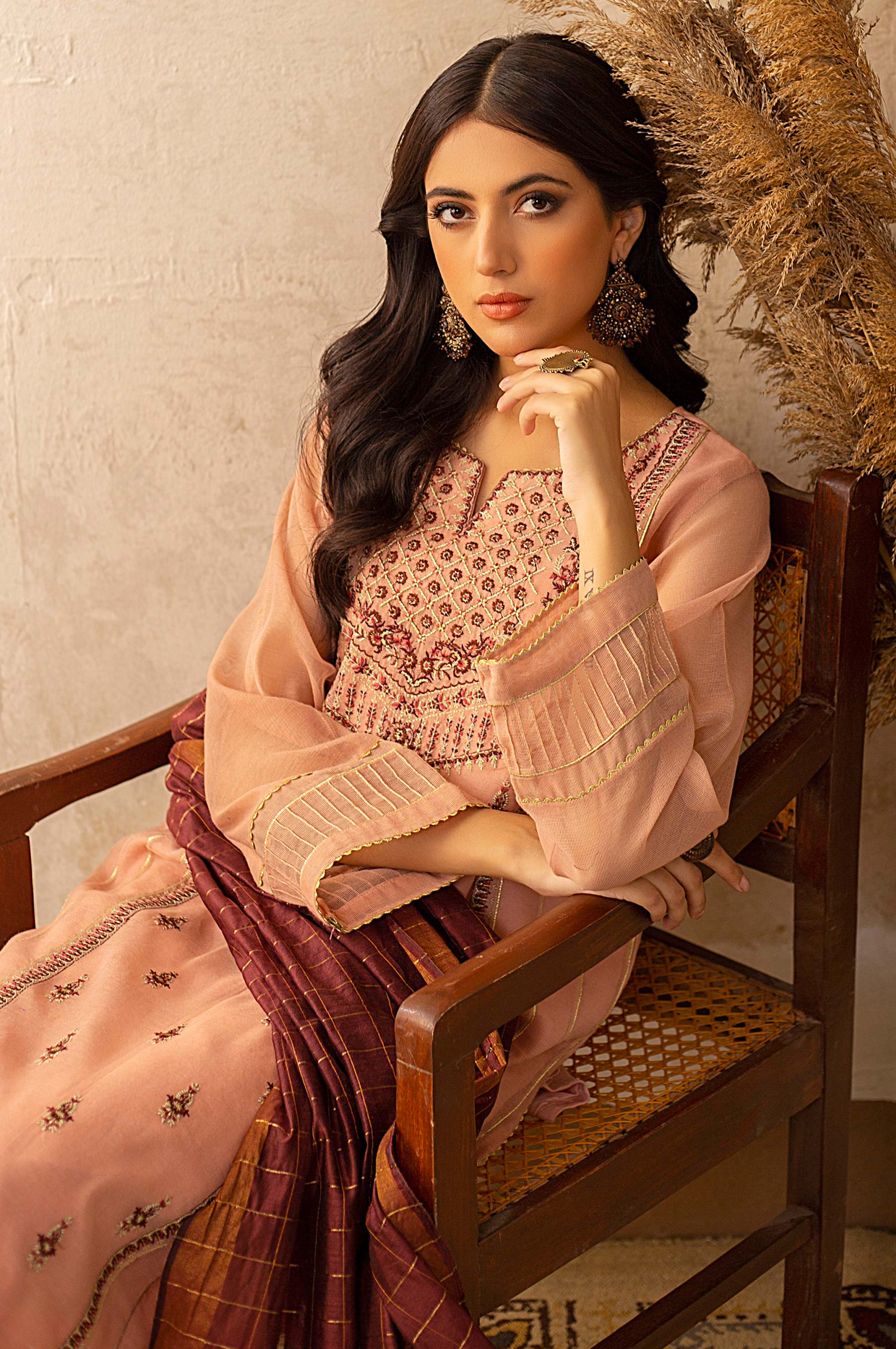 Stitched 3 Piece Khaddi Net Embroidered Suit - Image 3