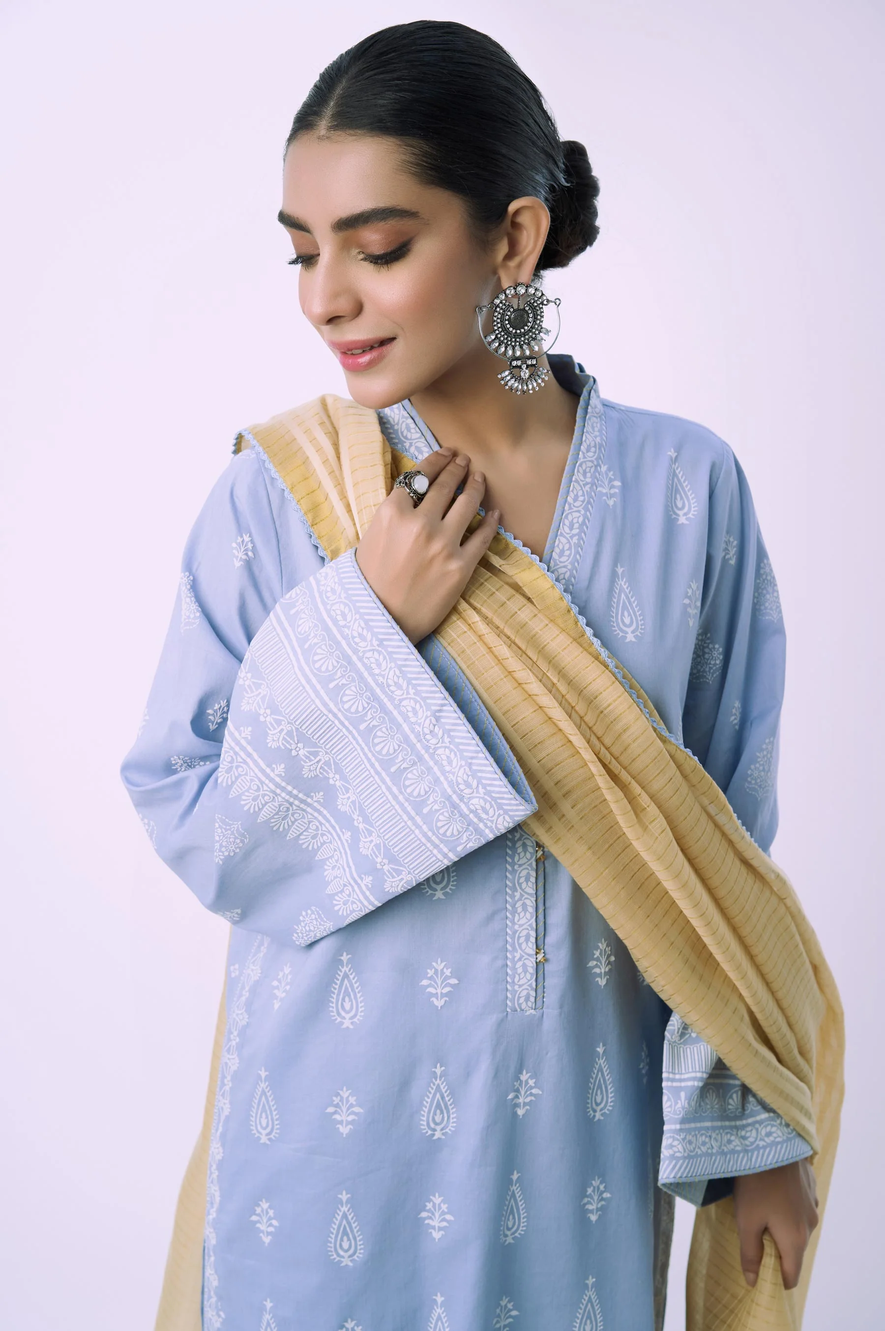 Stitched 3 Piece Printed Lawn Suit - Image 3