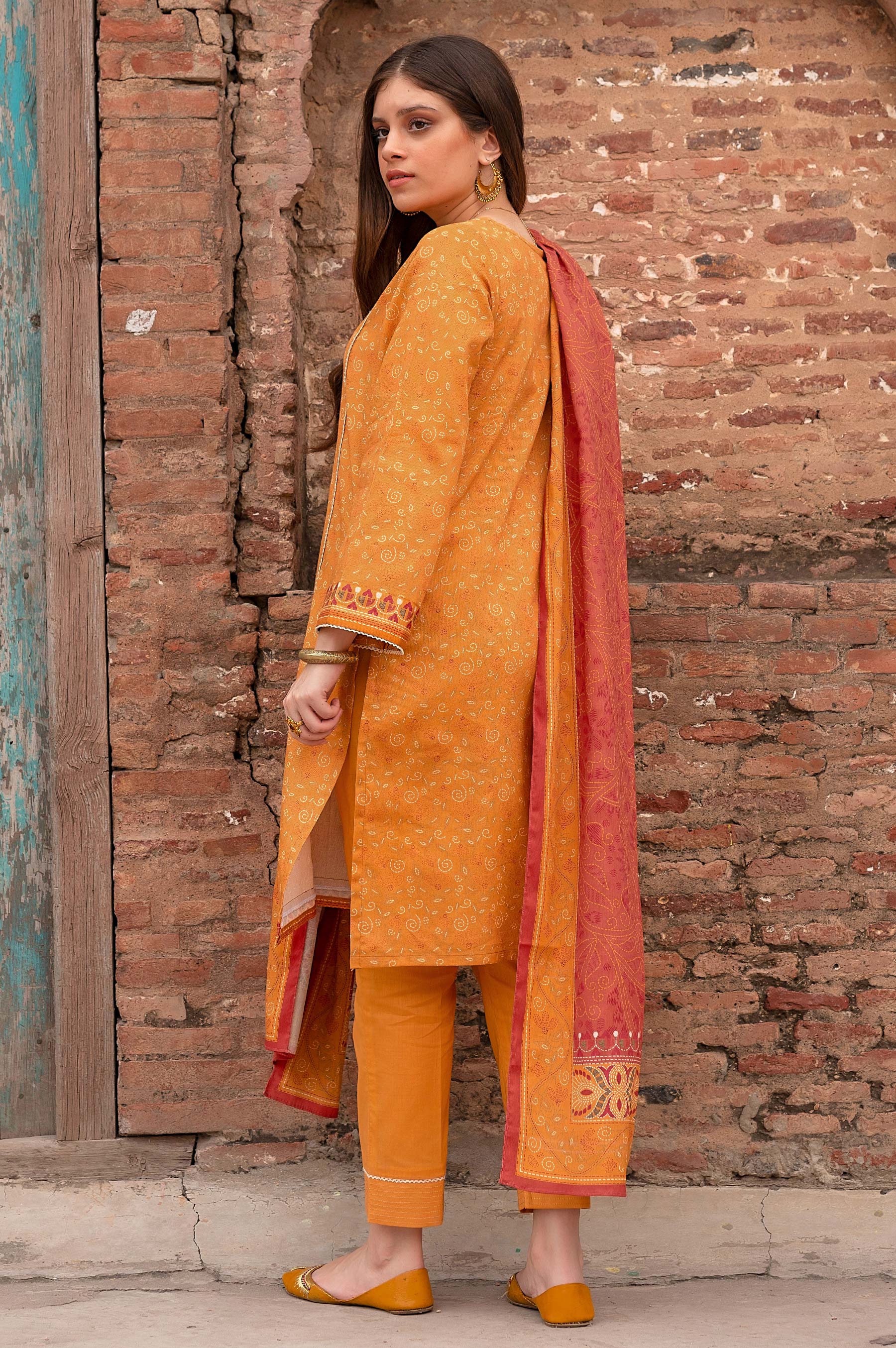 Stitched 3 Piece Printed Linen Viscose Suit - Image 2