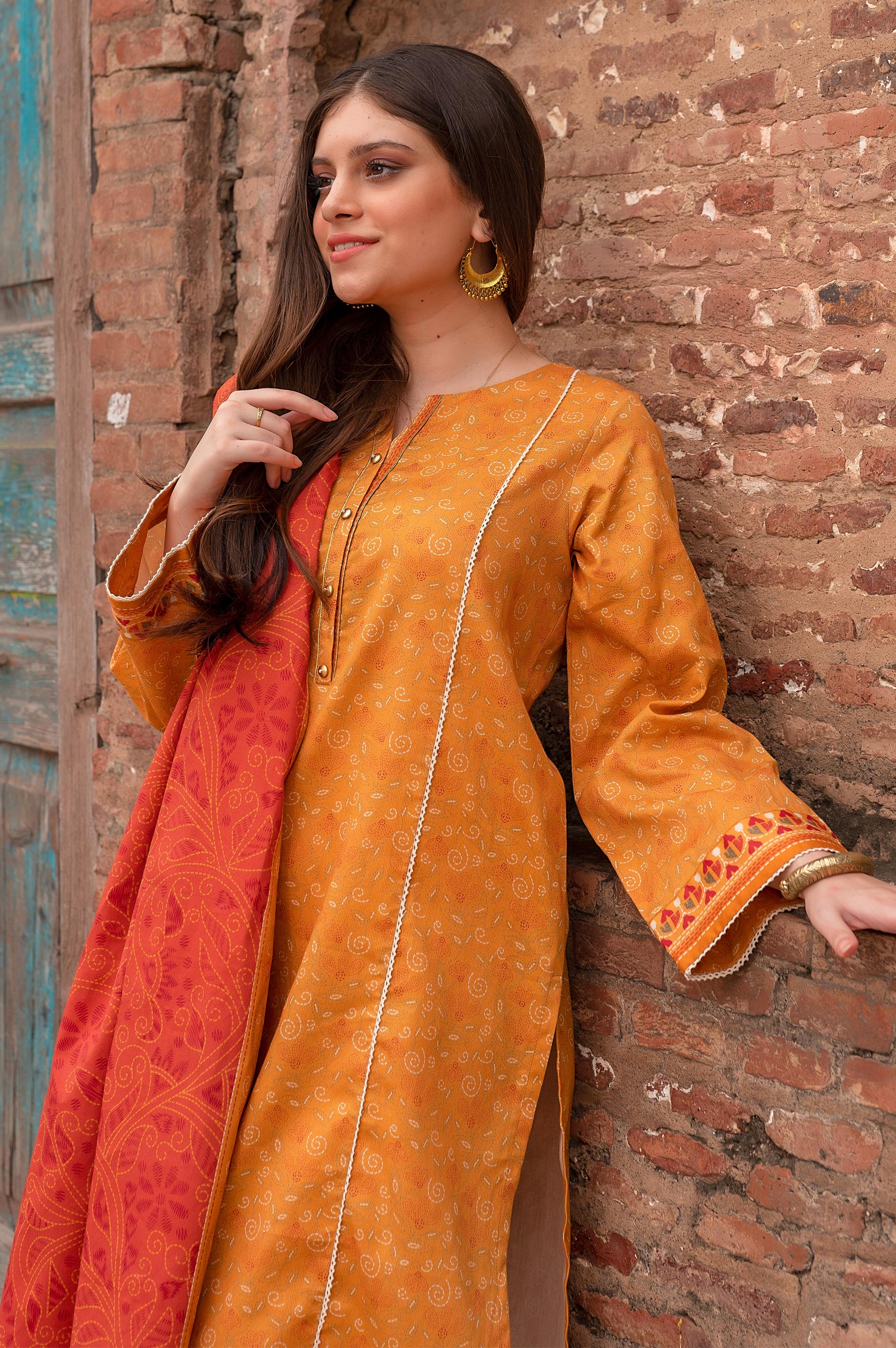 Stitched 3 Piece Printed Linen Viscose Suit - Image 3