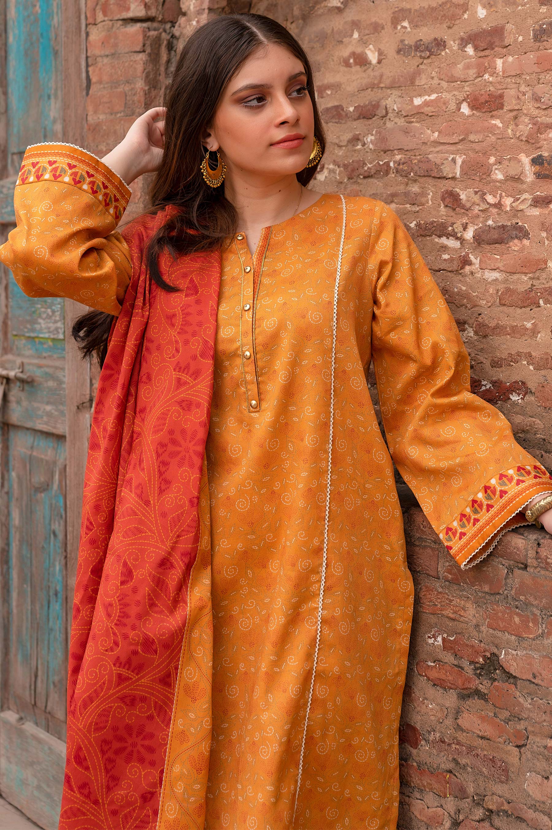 Stitched 3 Piece Printed Linen Viscose Suit - Image 4