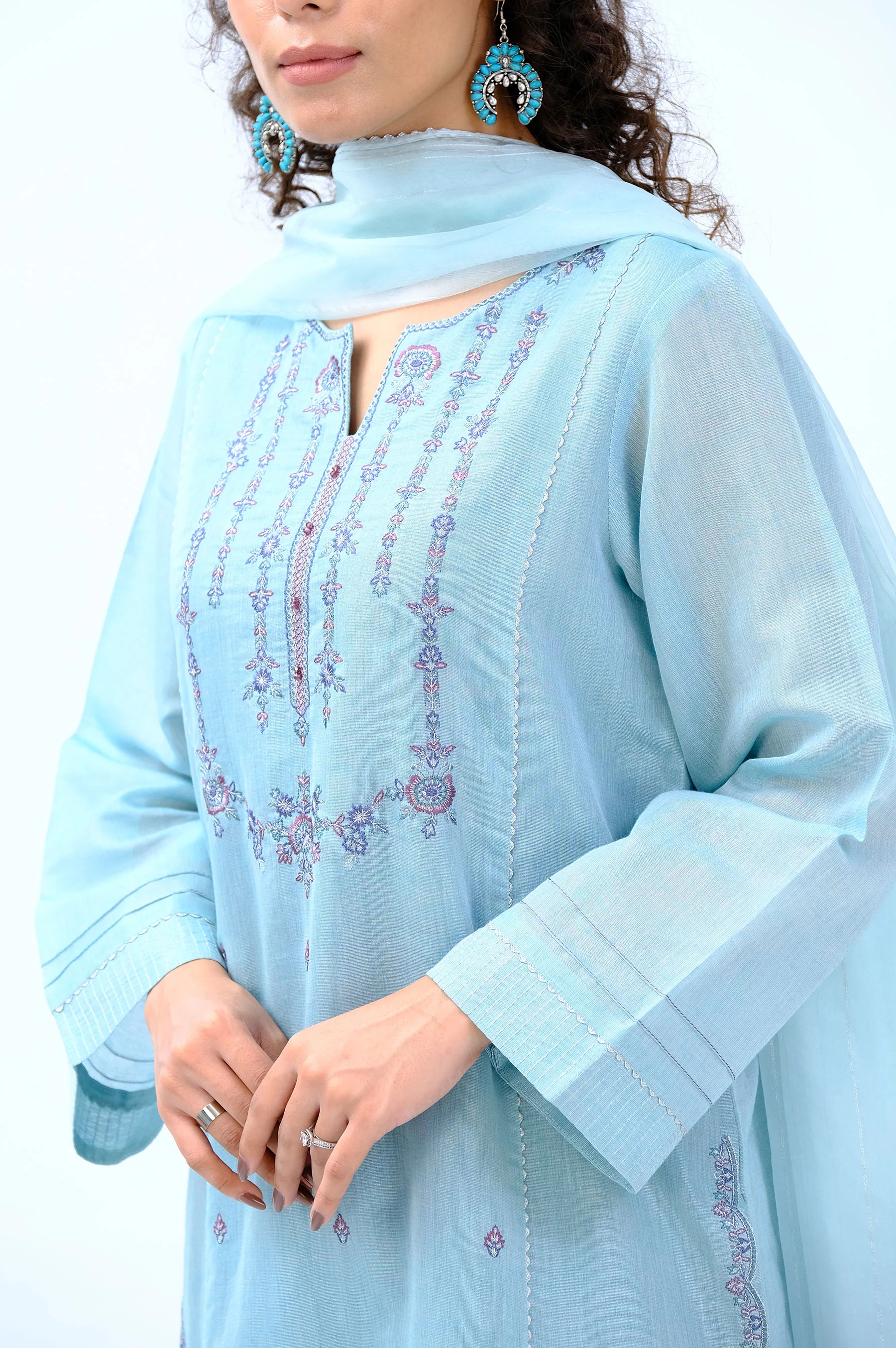 Stitched 3 Piece Maysuri Embroidered Outfit - Image 5