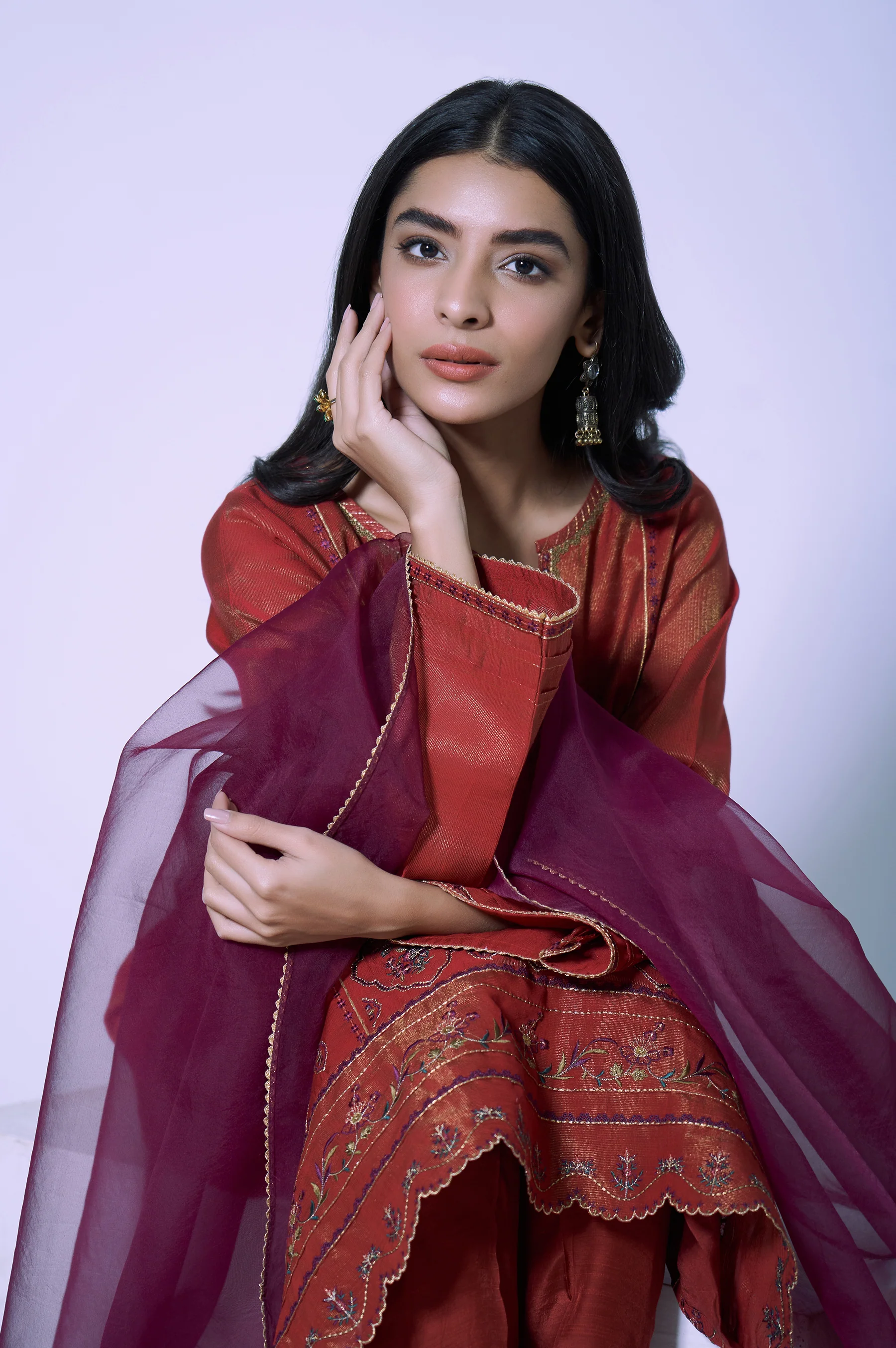 Stitched 3 Piece Staple Mysuri Embroidered Suit - Image 4