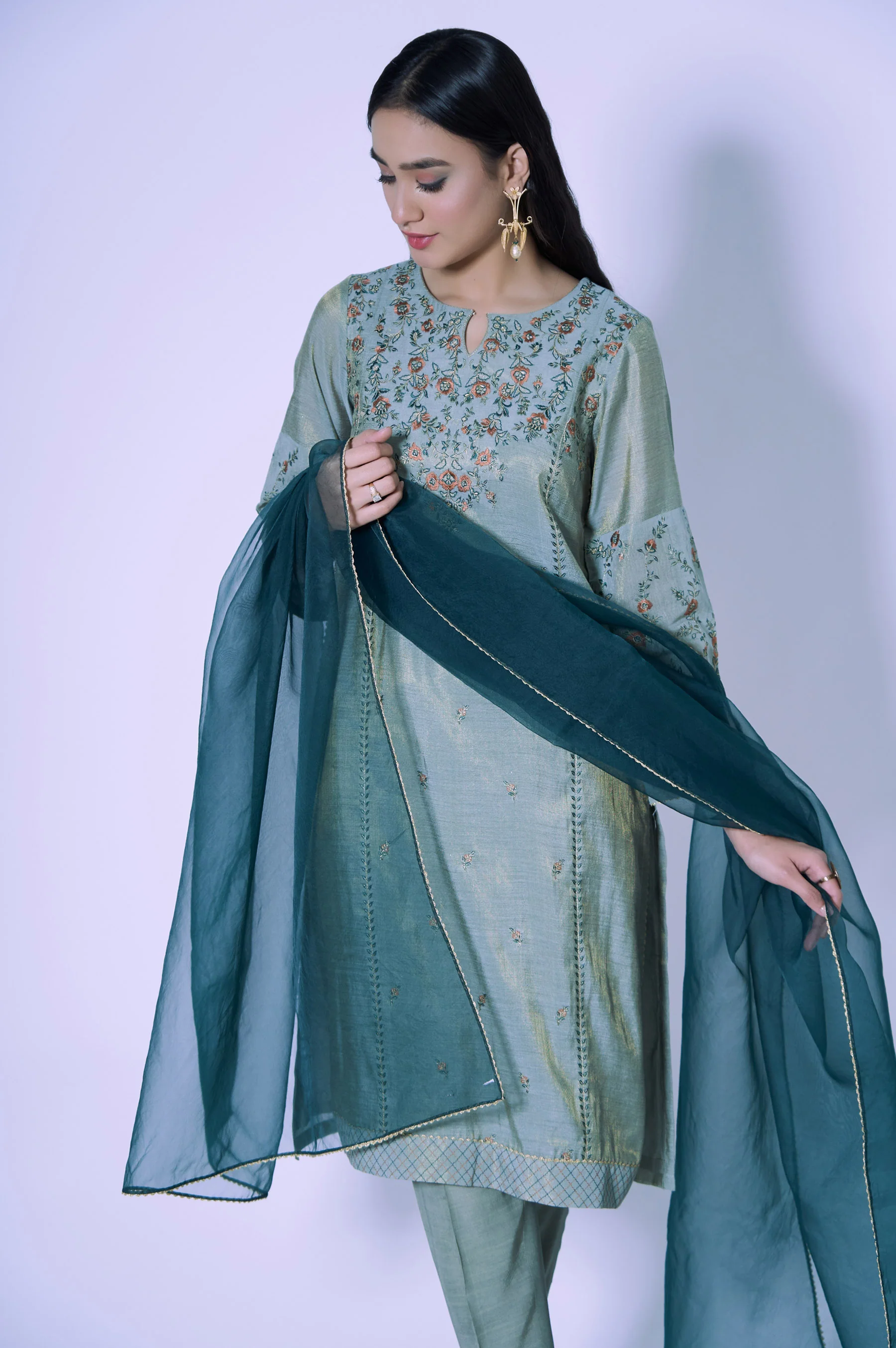 Stitched 3 Piece Staple Mysuri Embroidered Outfit - Image 5