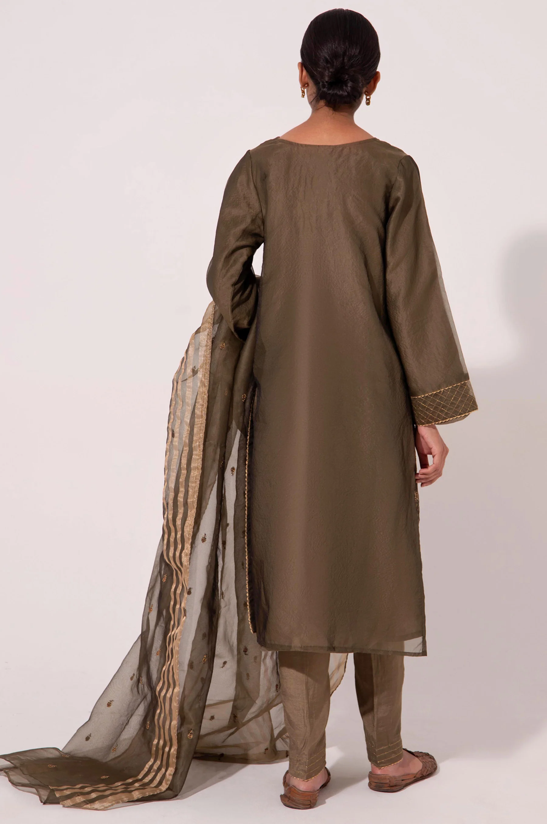 Stitched 3 Piece Organza Embroidered Suit - Image 2