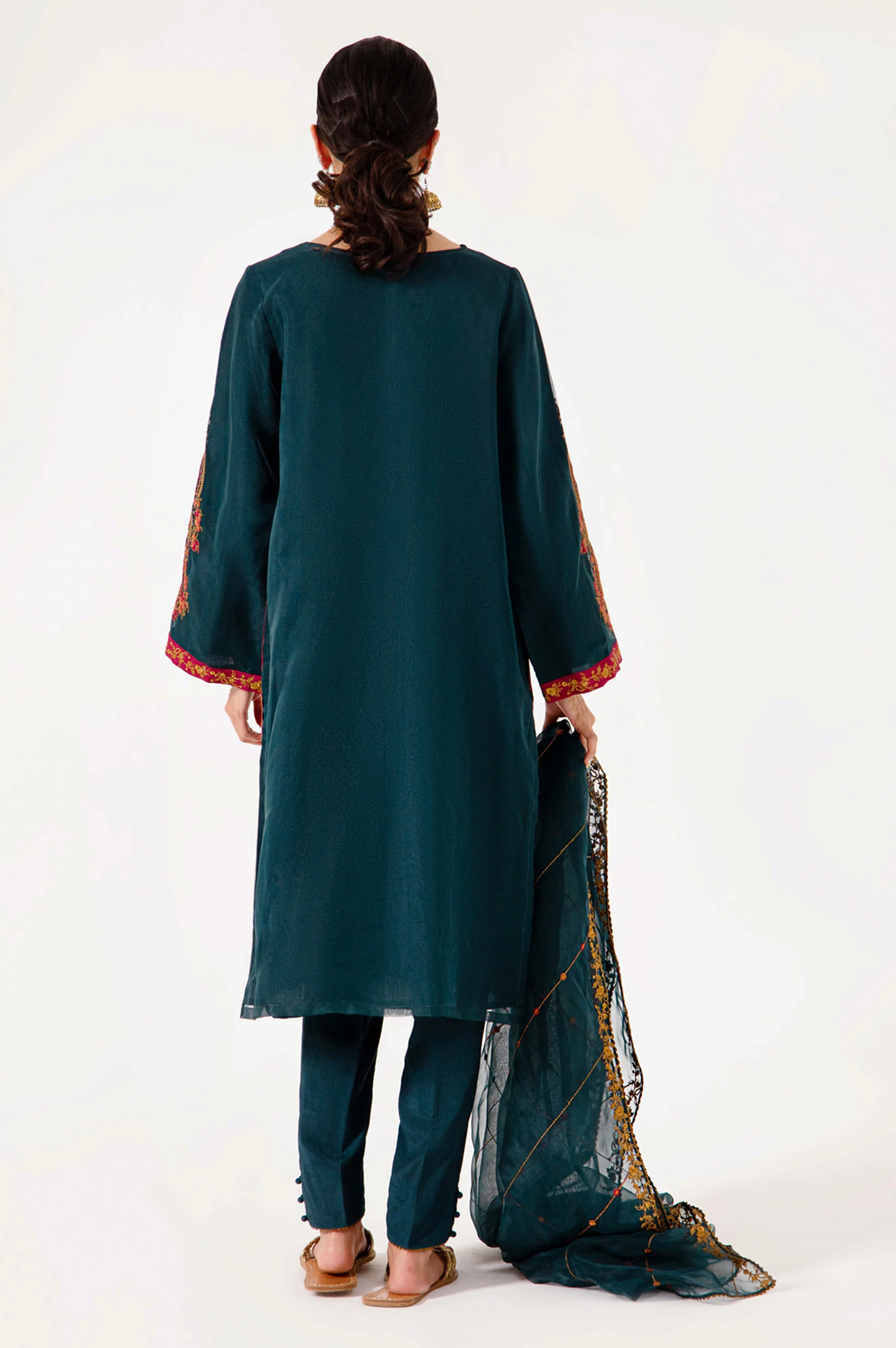 Stitched 3 Piece Organza Embroidered Outfit - Image 3