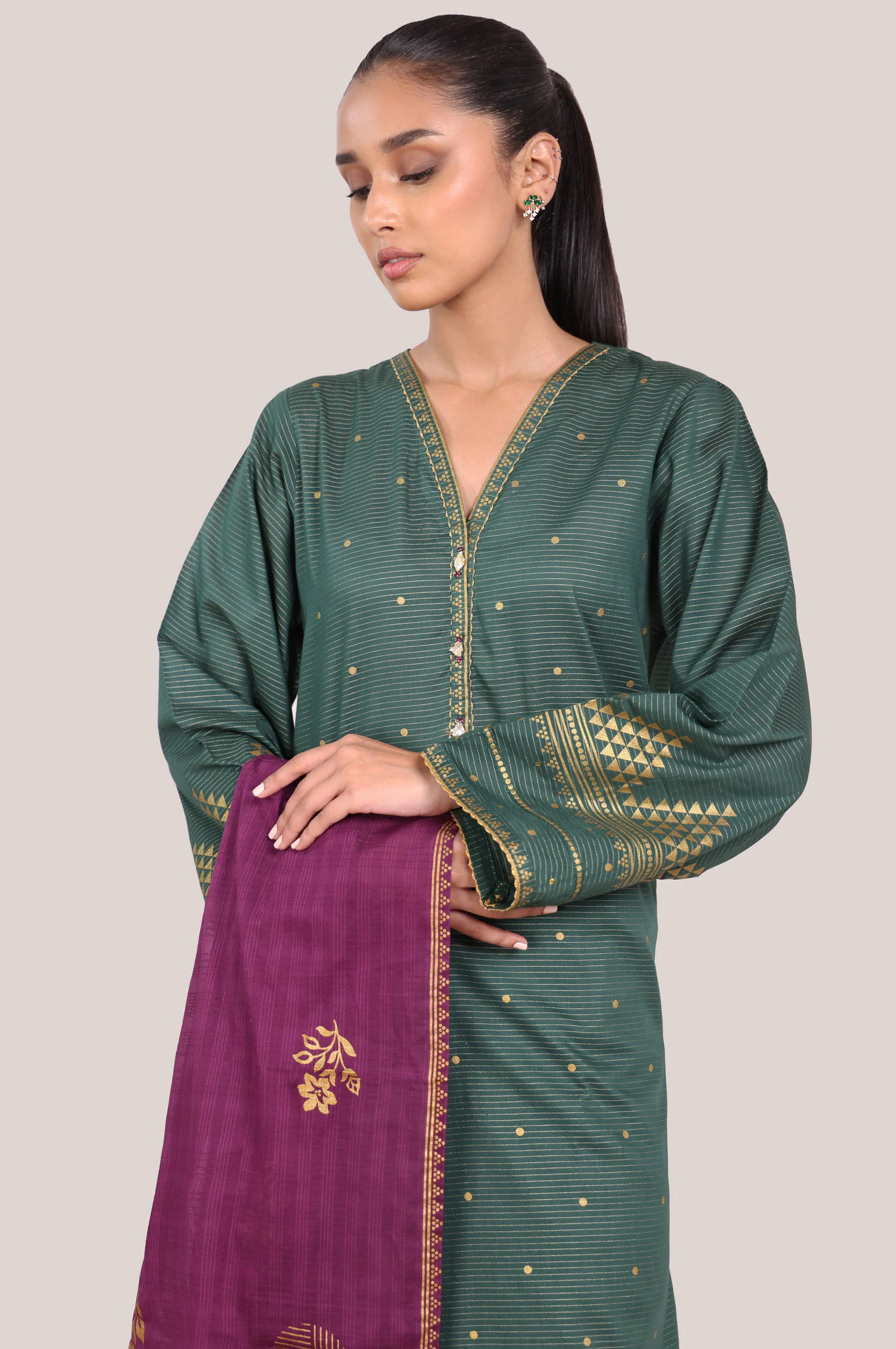 Stitched 3 Piece Paste Printed Dobby Mysuri Suit - Image 2