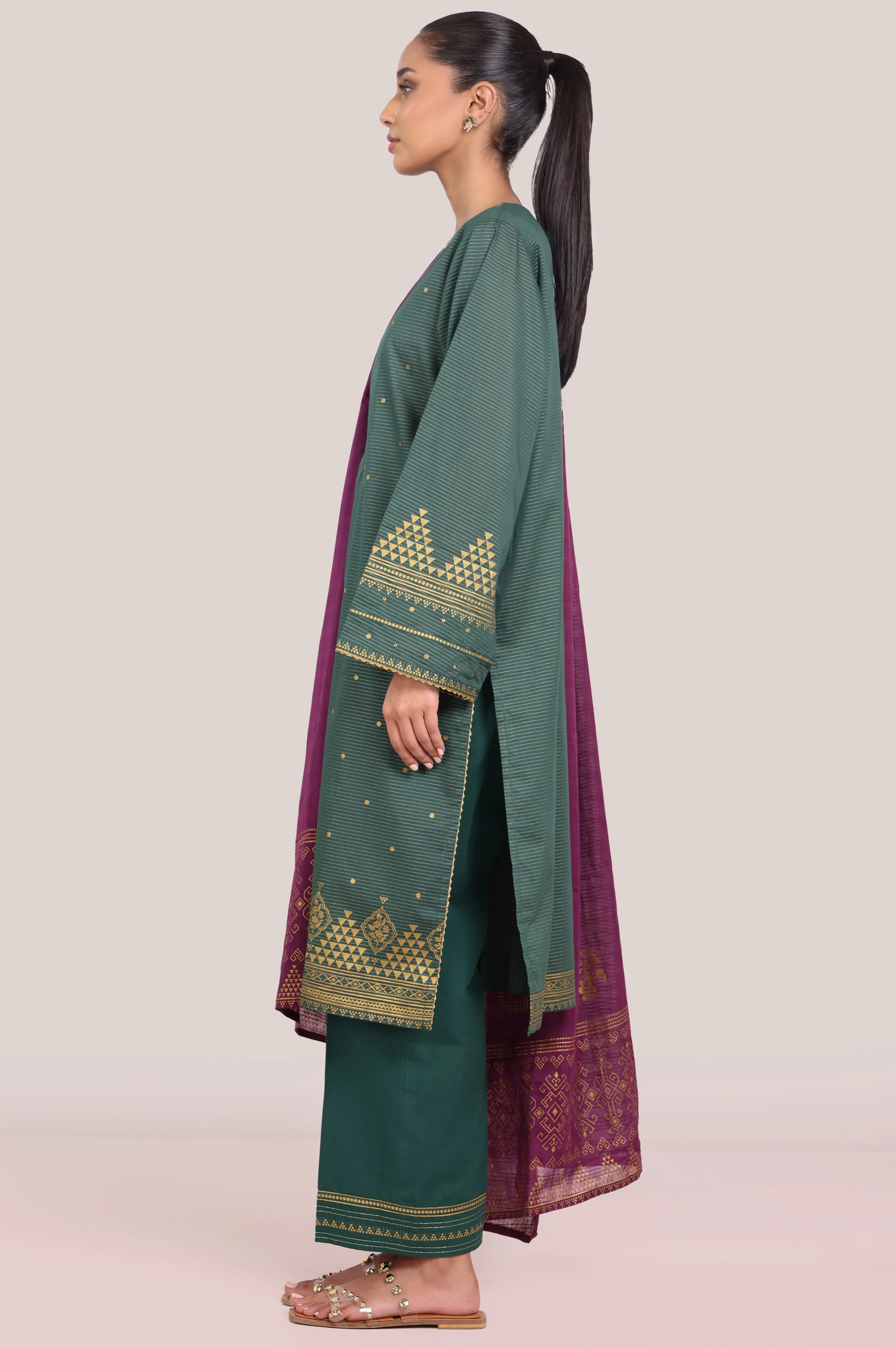 Stitched 3 Piece Paste Printed Dobby Mysuri Suit - Image 3