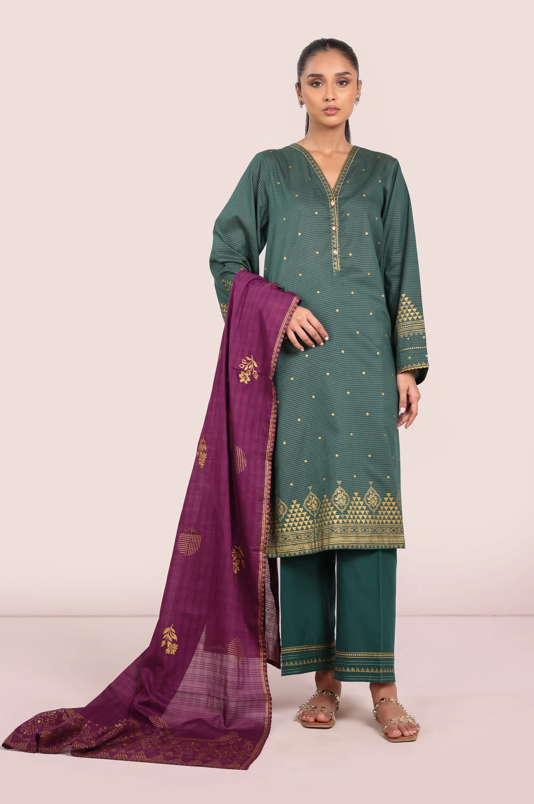 Stitched 3 Piece Paste Printed Dobby Mysuri Suit - Image 4