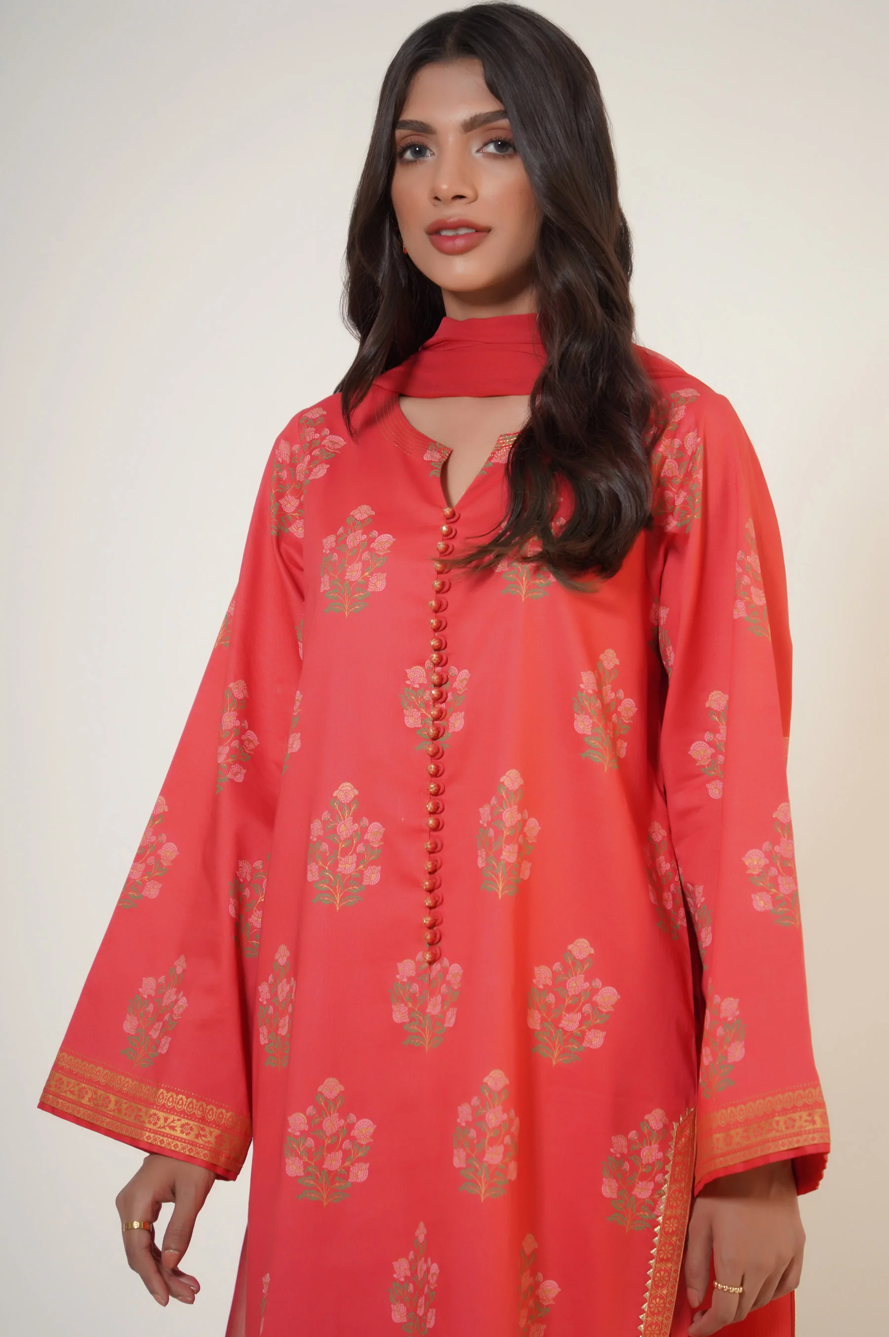 Stitched 3 Piece Paste Printed Lawn Suit - Image 4