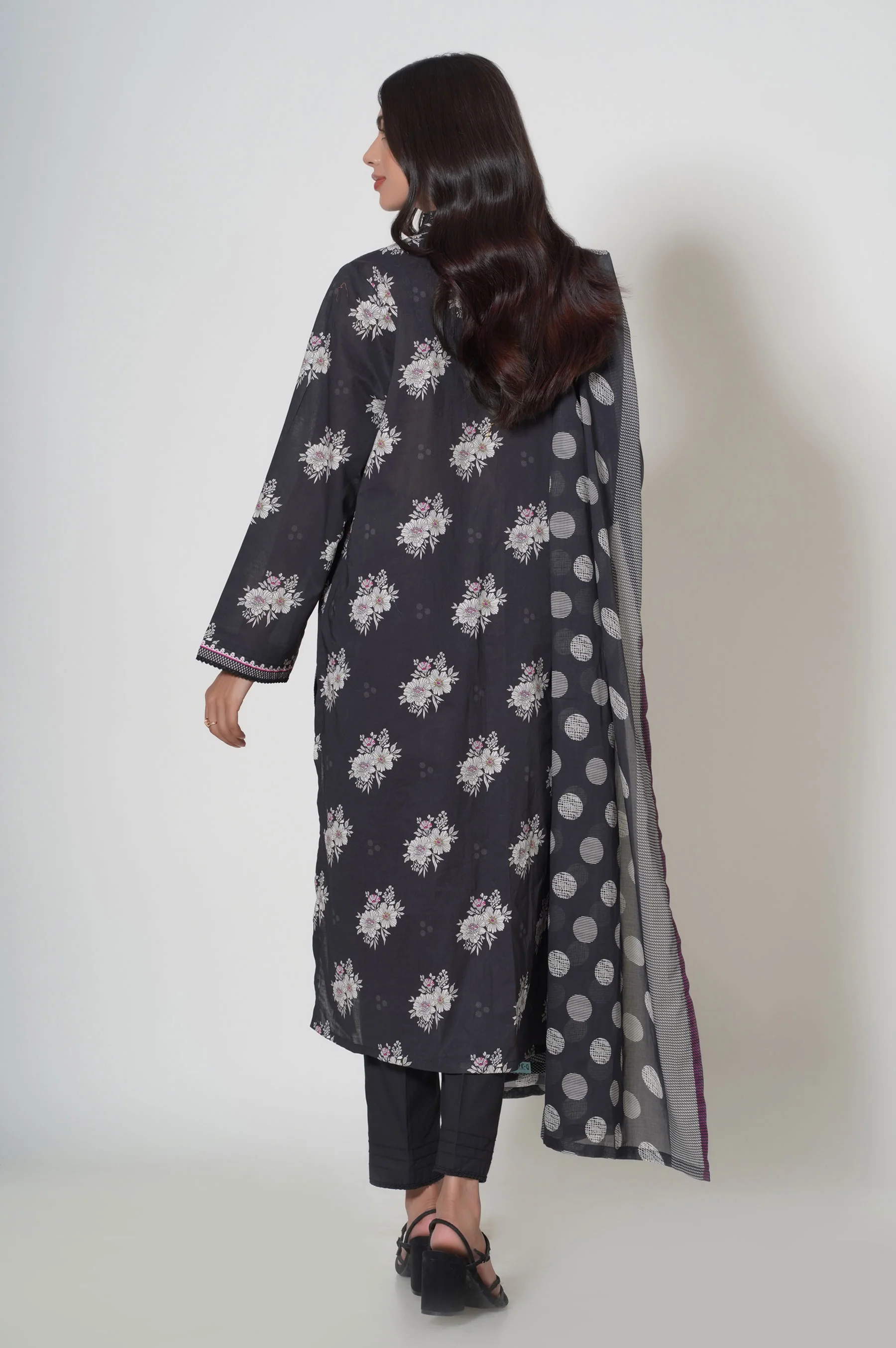 Stitched 3 Piece Printed Cambric Suit - Image 5