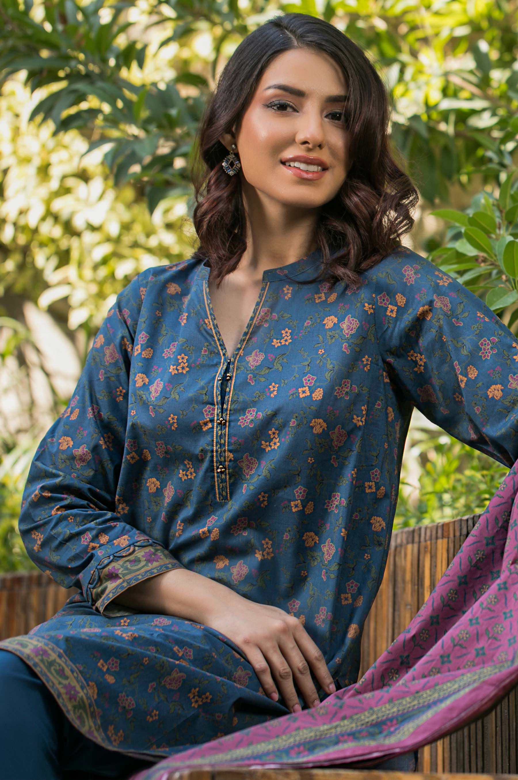 Stitched 3 Piece Printed Cambric Suit - Image 3