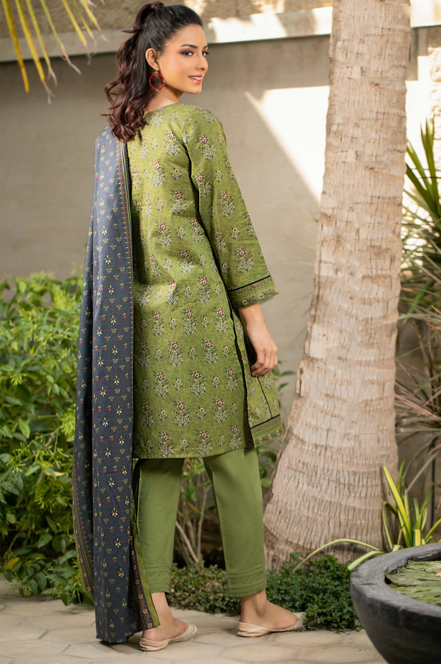 Stitched 3 Piece Printed Cambric Suit - Image 2