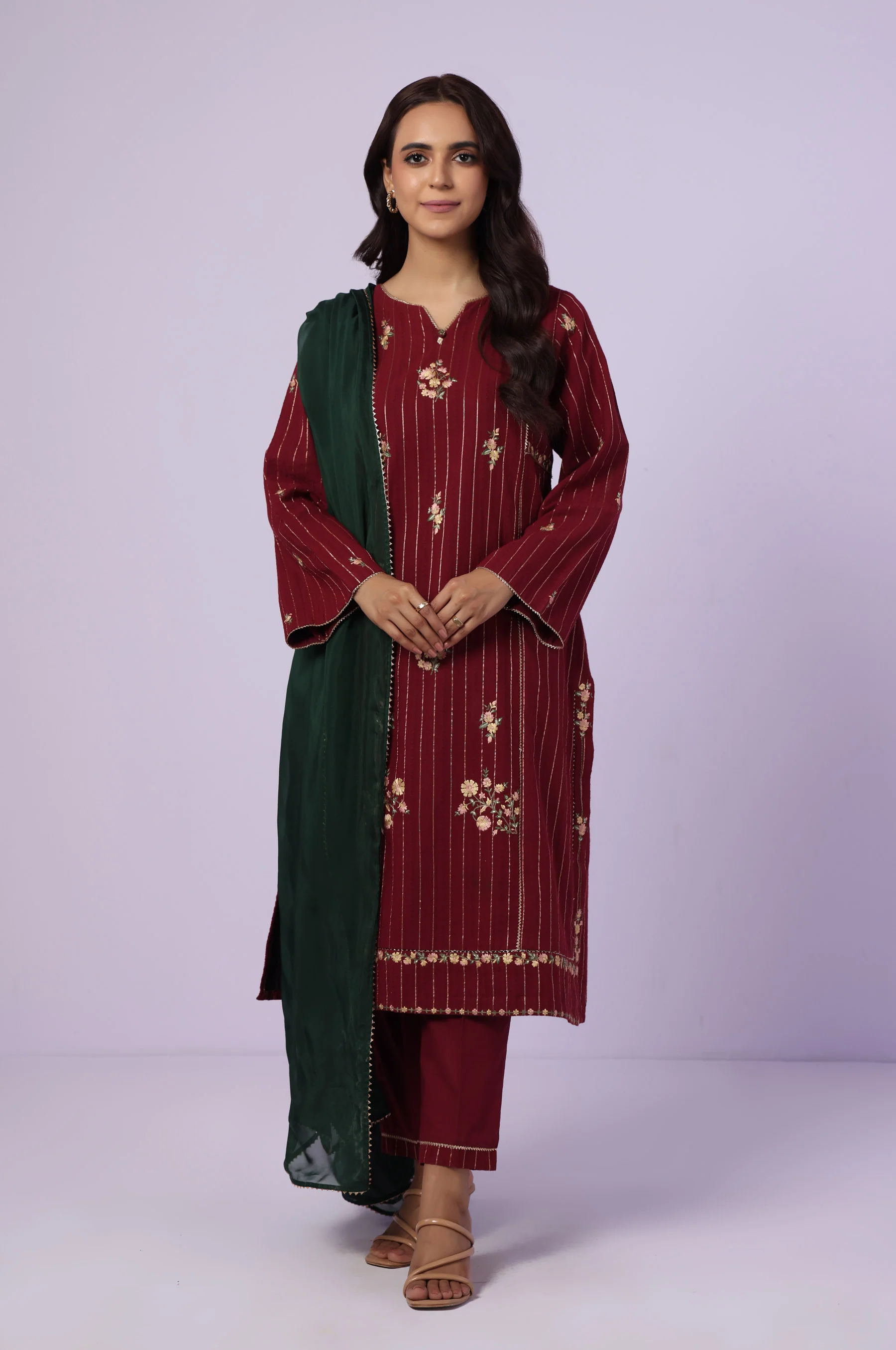 Stitched 3 Piece Embroidered Cambric Suit