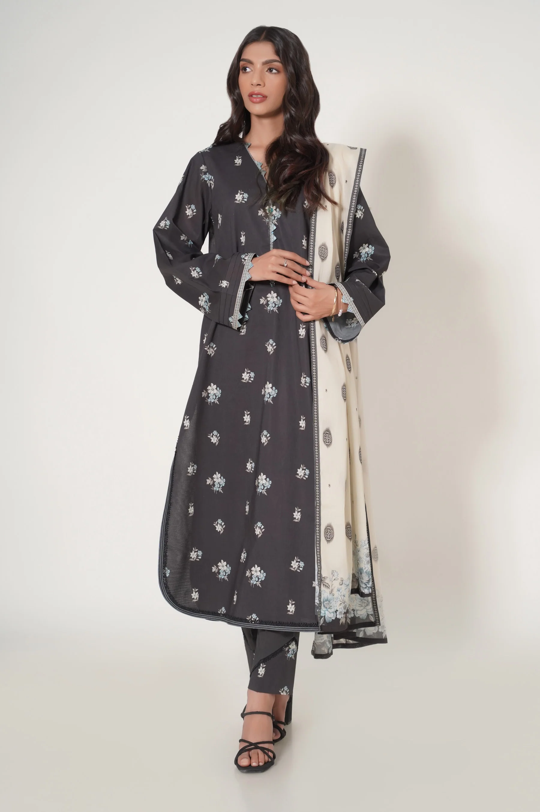 Stitched 3 Piece Printed Cambric Suit
