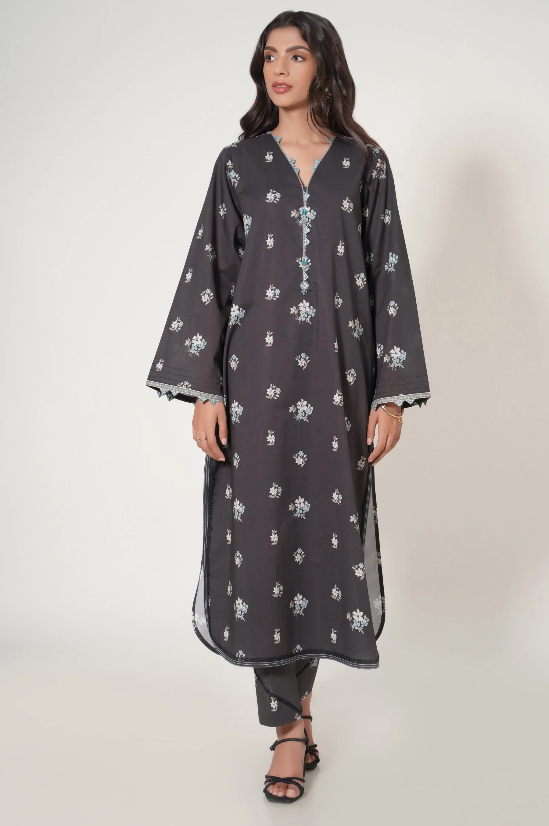 Stitched 3 Piece Printed Cambric Suit - Image 2