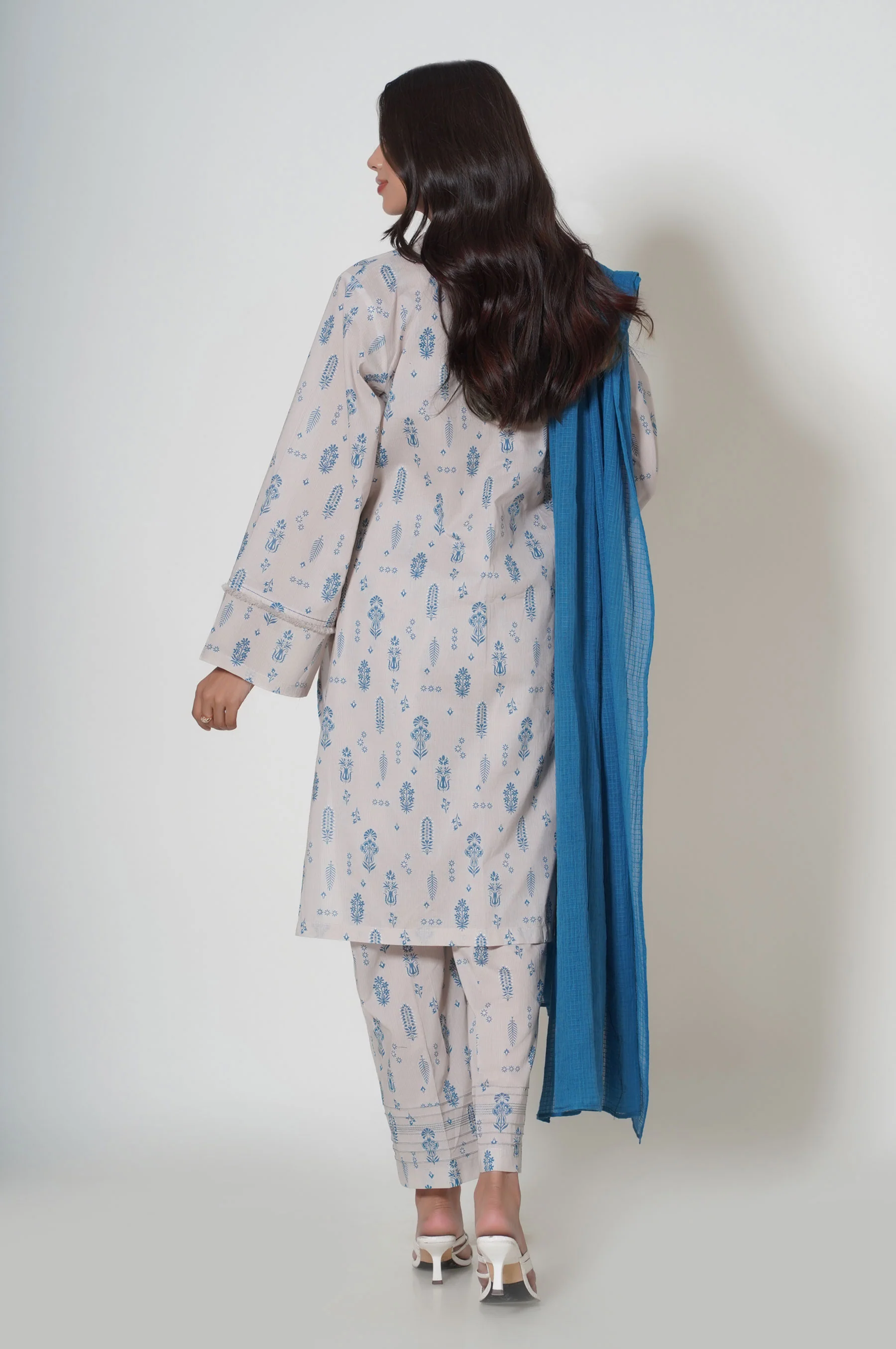 Stitched 3 Piece Printed Cambric Suit - Image 3